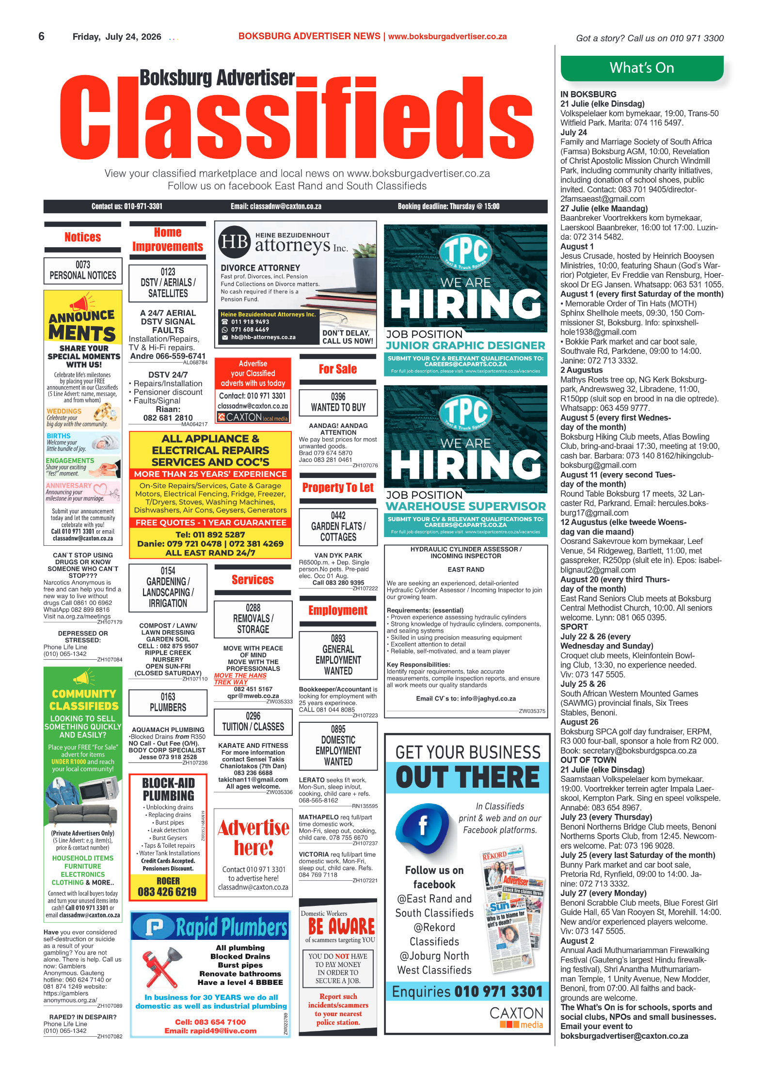 Boksburg Advertiser 24 July 2026 page 6