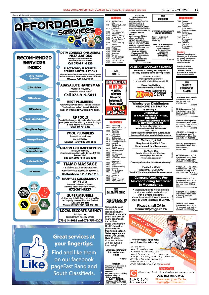 Boksburg Advertiser 24 June 2022 page 17