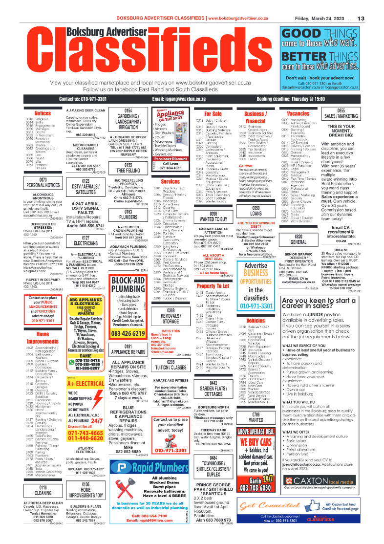 Boksburg Advertiser 24 March 2023 page 13