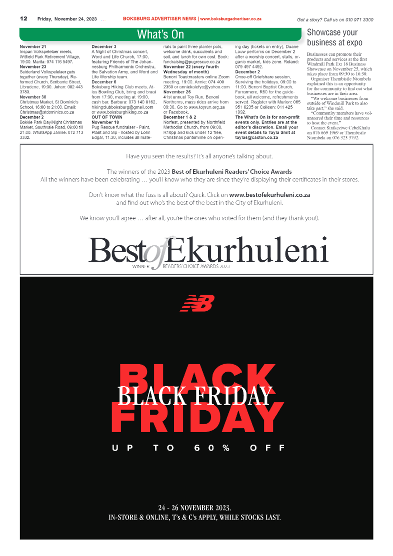 Boksburg Advertiser 24 November 2023 page 12