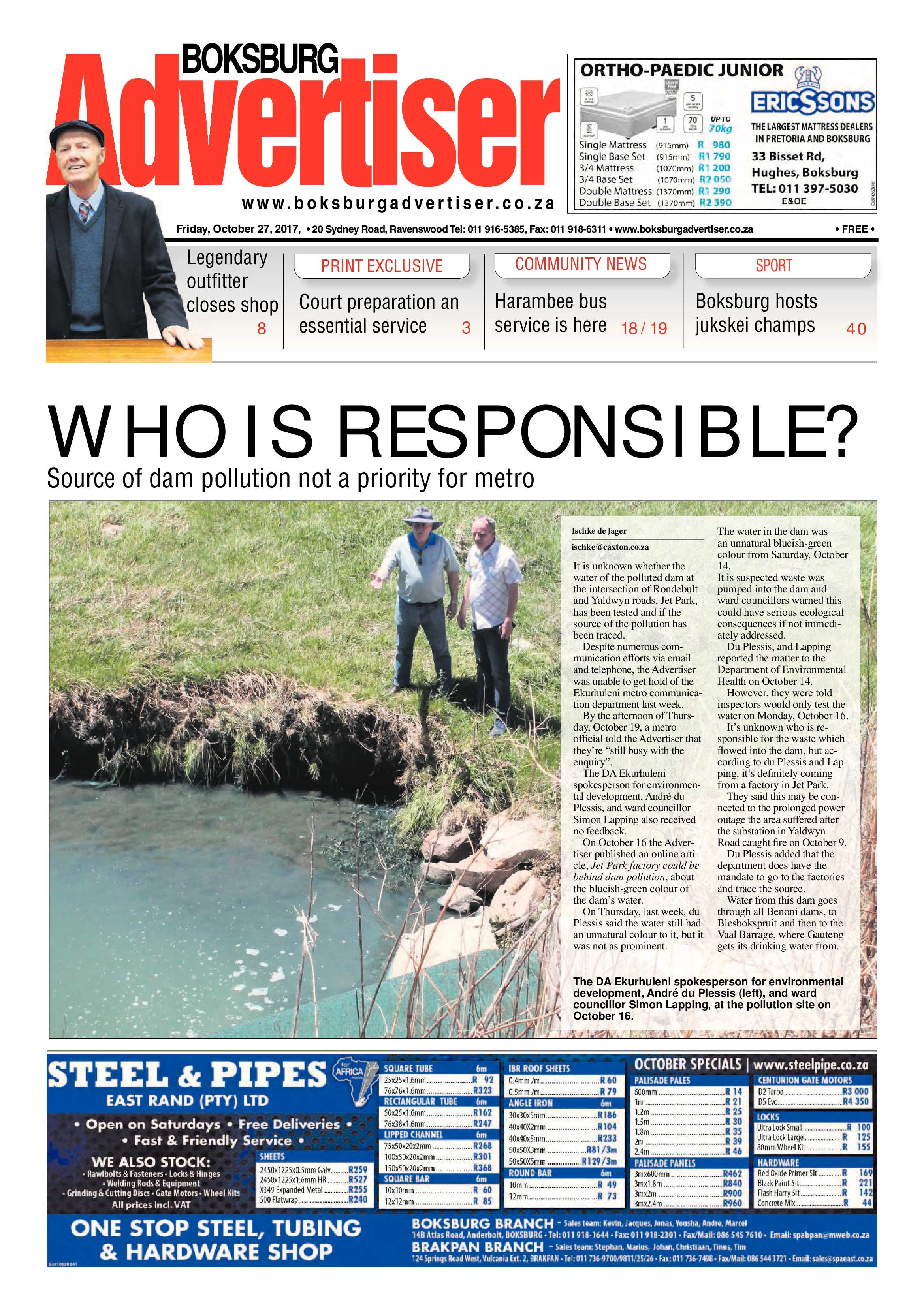 Boksburg Advertiser 24 October 2017 page 1