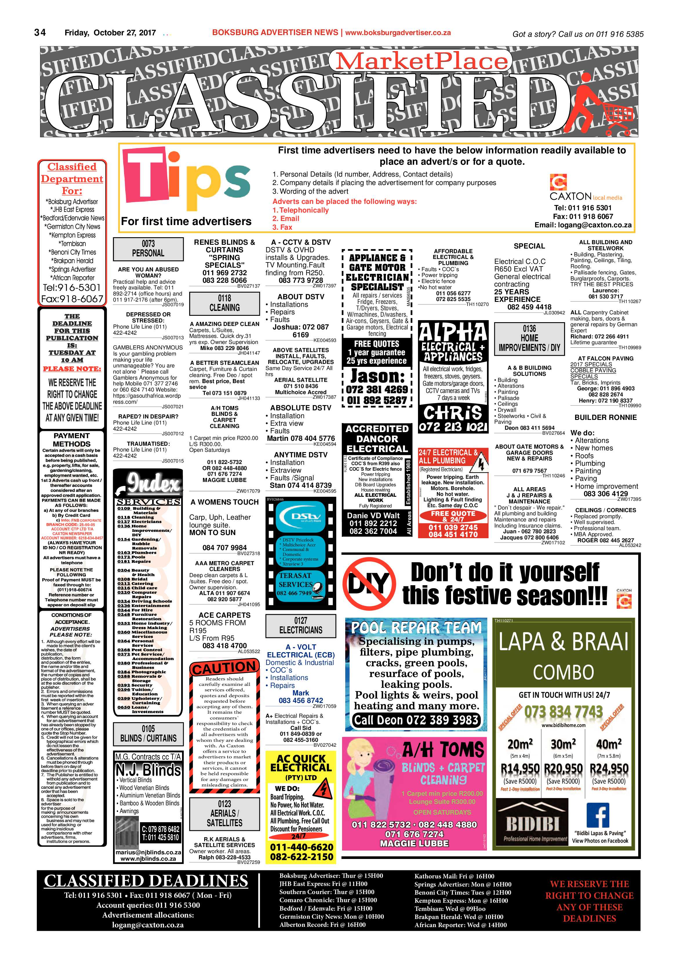 Boksburg Advertiser 24 October 2017 page 34