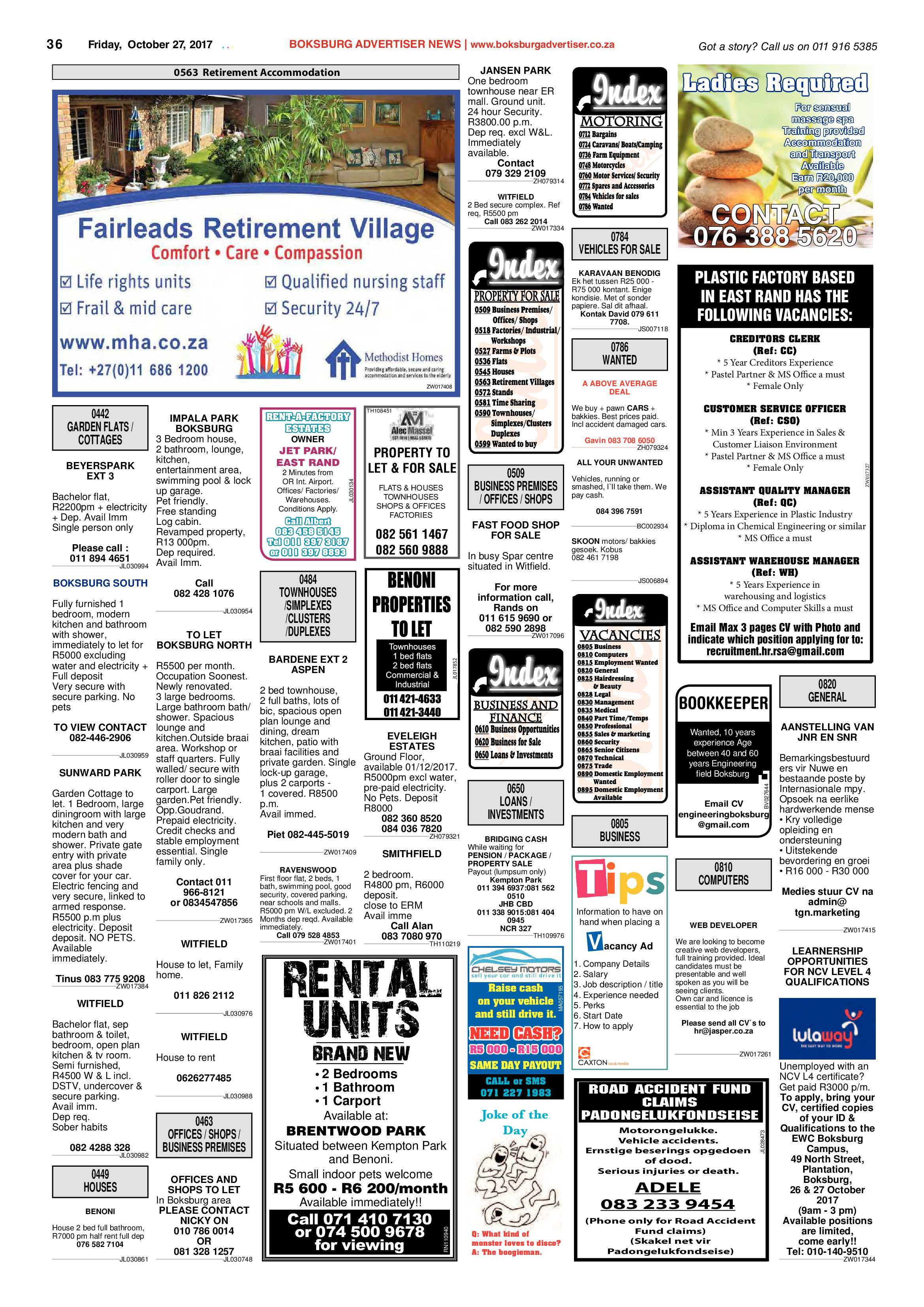Boksburg Advertiser 24 October 2017 page 36