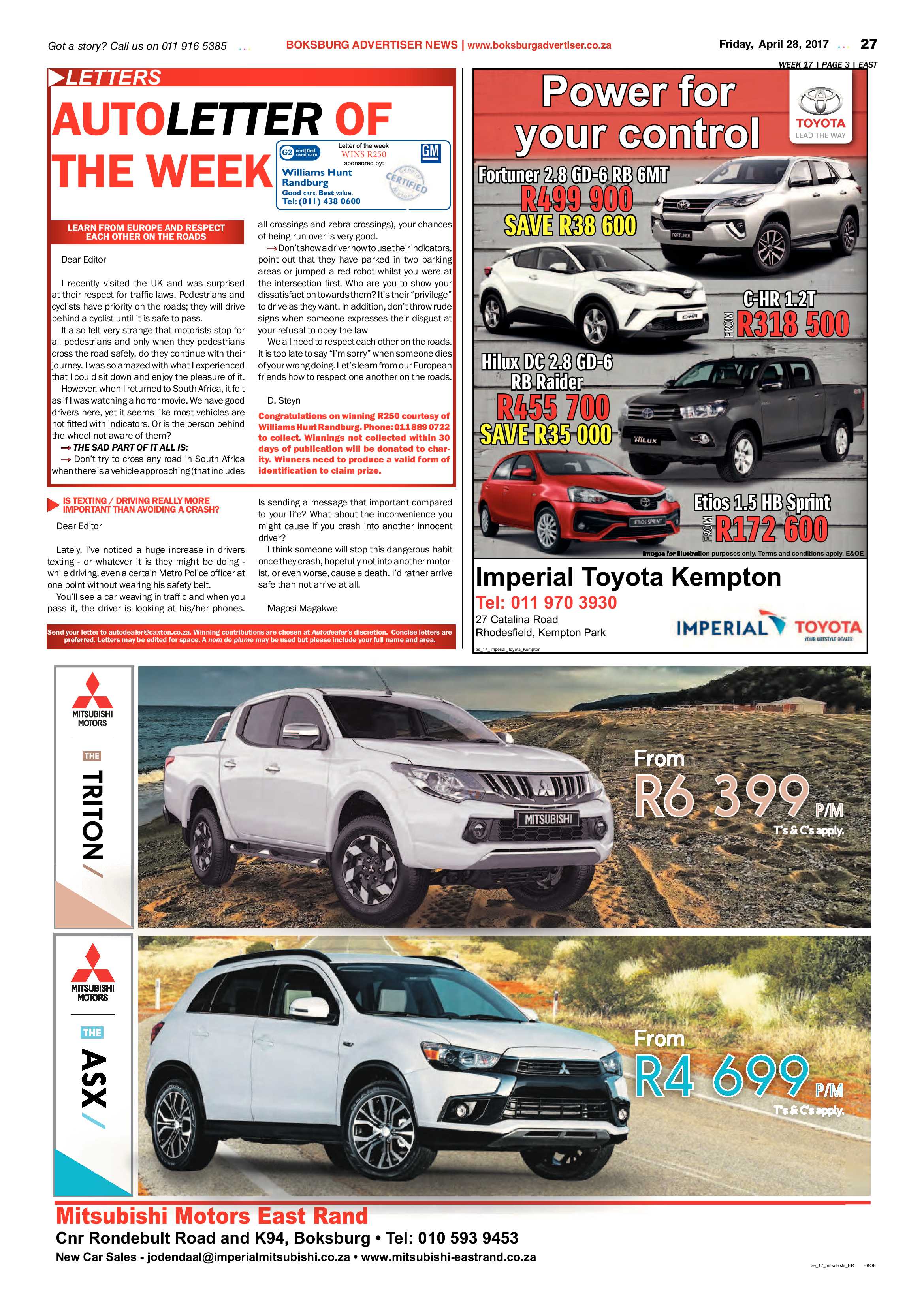 Boksburg Advertiser 25 April 2017 page 27