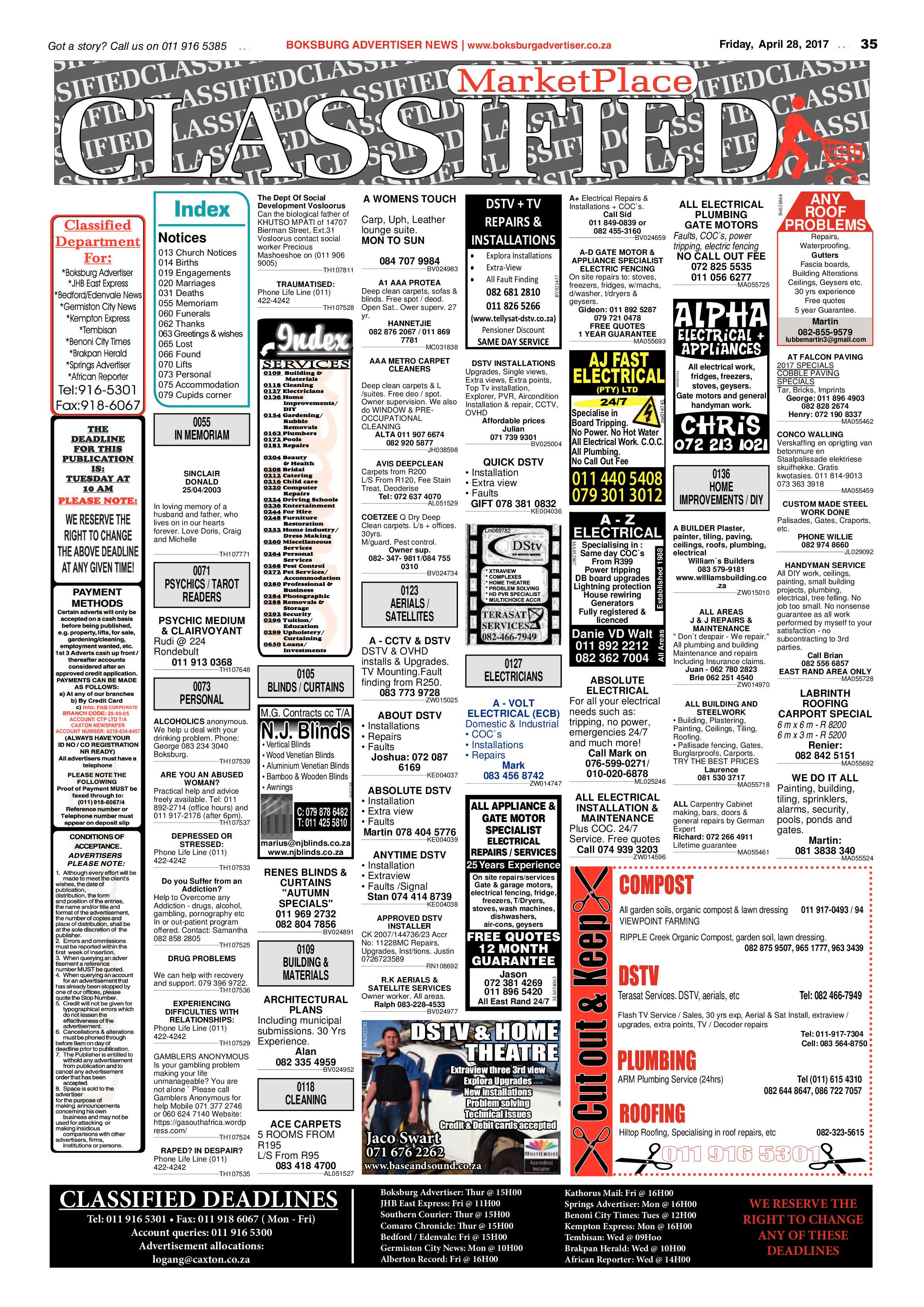 Boksburg Advertiser 25 April 2017 page 35