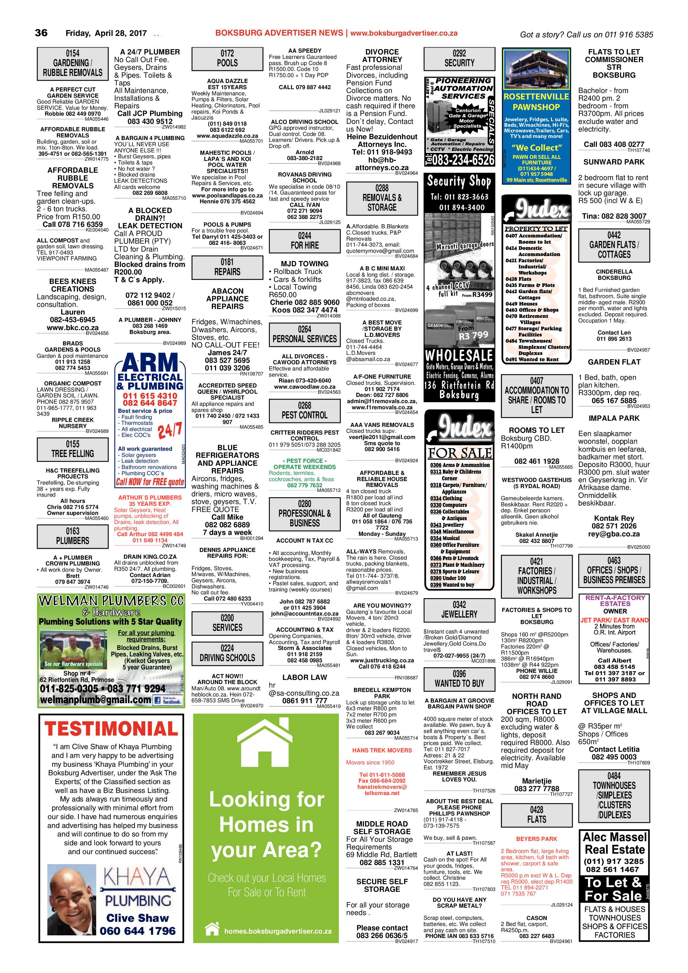 Boksburg Advertiser 25 April 2017 page 36