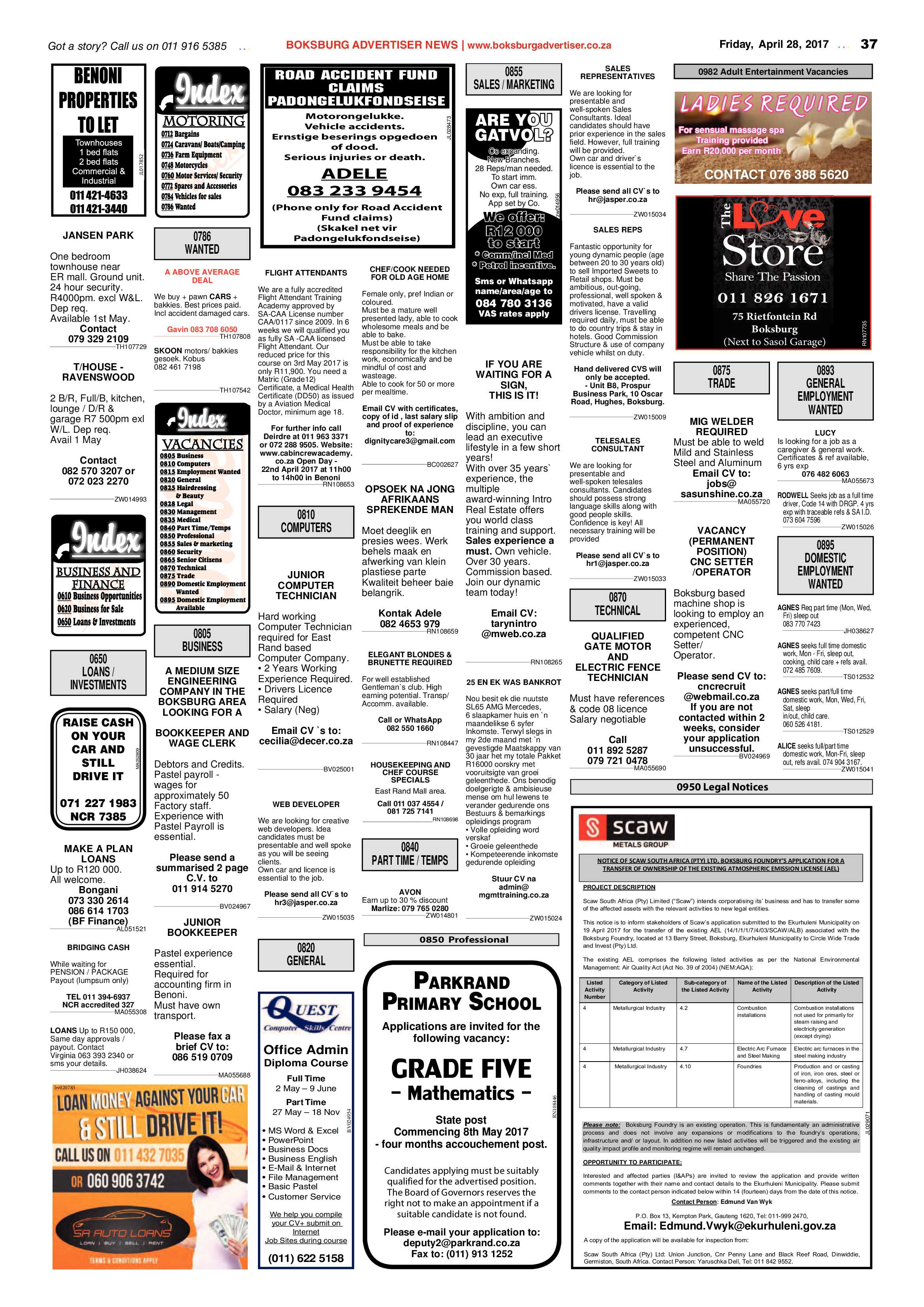 Boksburg Advertiser 25 April 2017 page 37