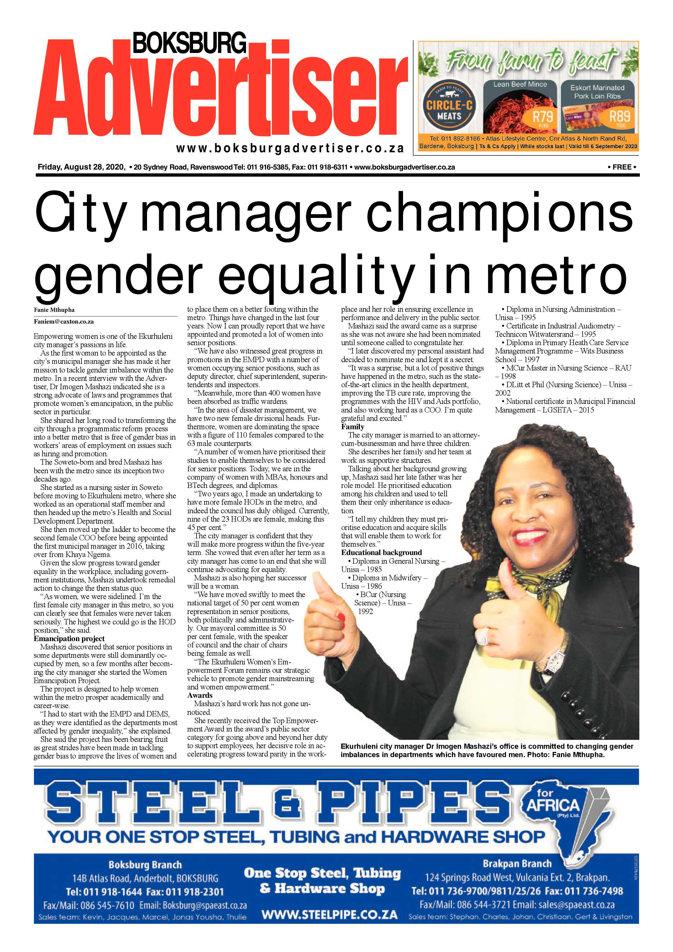Boksburg Advertiser 25 August 2020 page 1