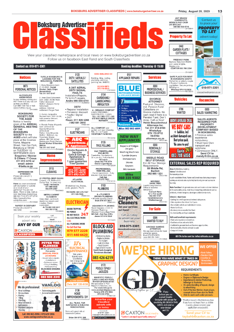 Boksburg Advertiser 25 August 2023 page 13