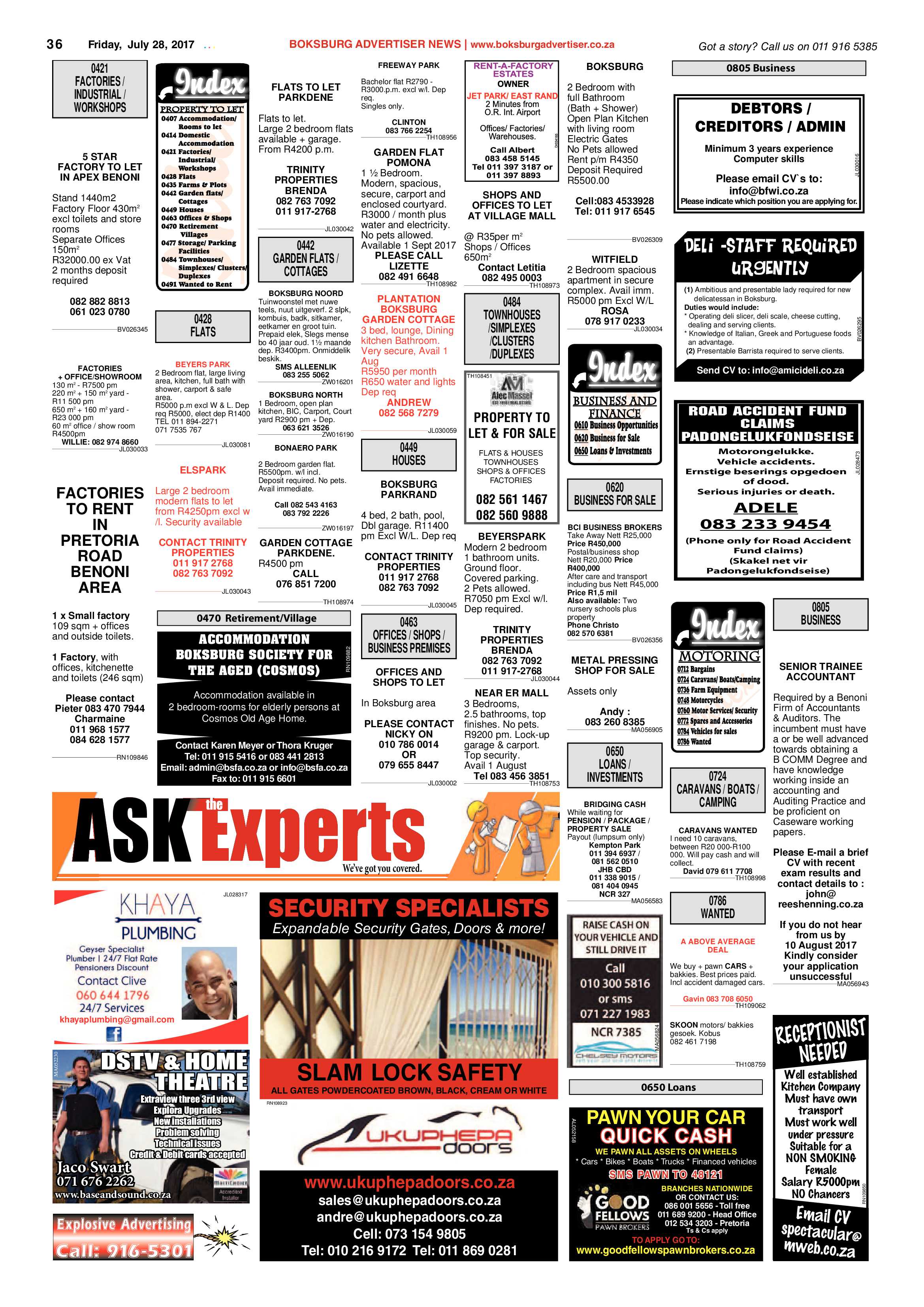 Boksburg Advertiser 25 July 2017 page 36