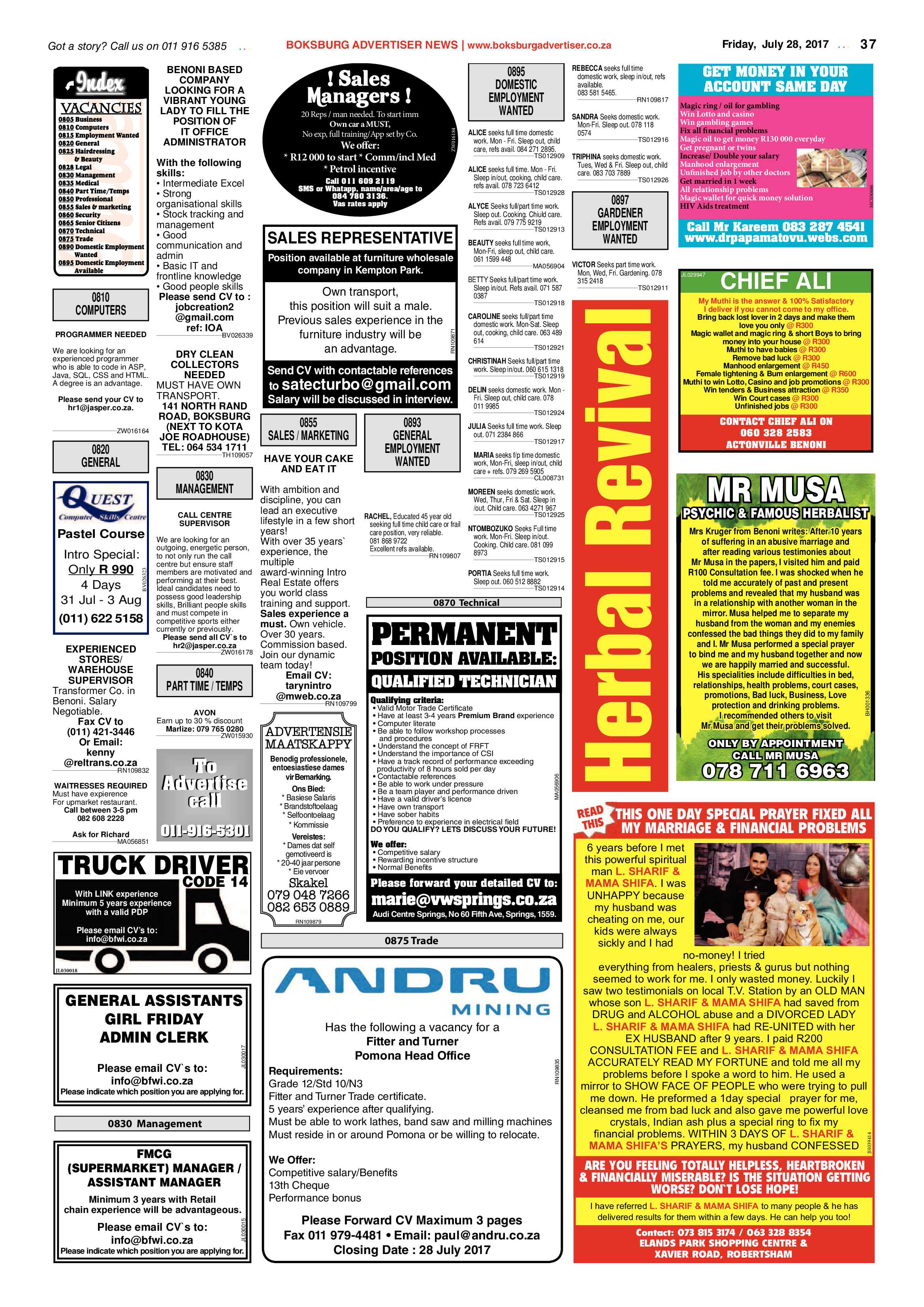 Boksburg Advertiser 25 July 2017 page 37