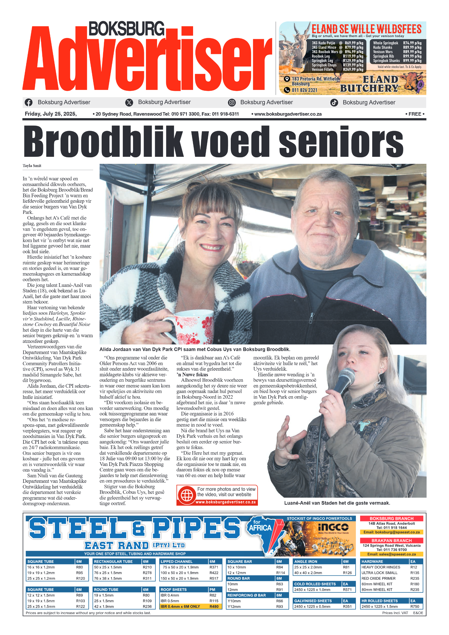 Boksburg Advertiser 25 July 2025 page 1