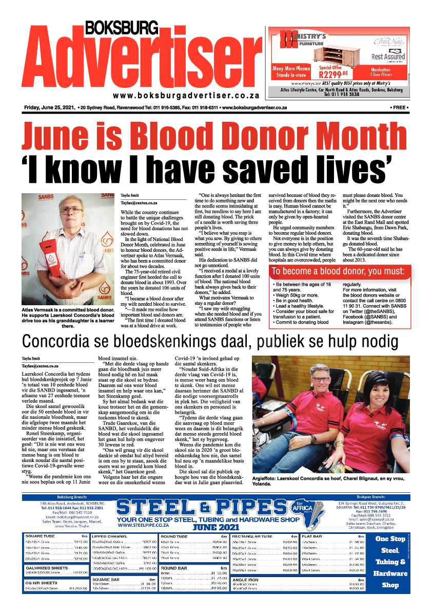 Boksburg Advertiser 25 June 2021 page 1