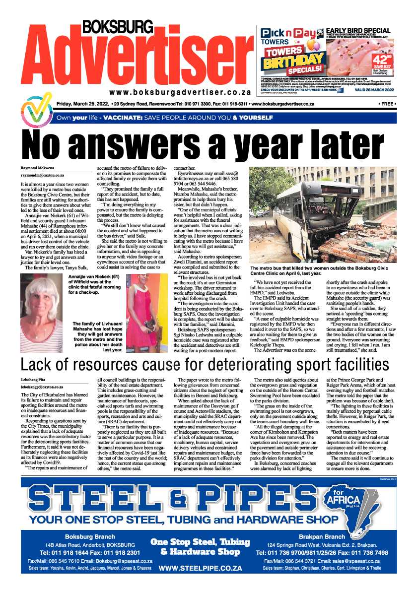 Boksburg Advertiser 25 March 2022 page 1