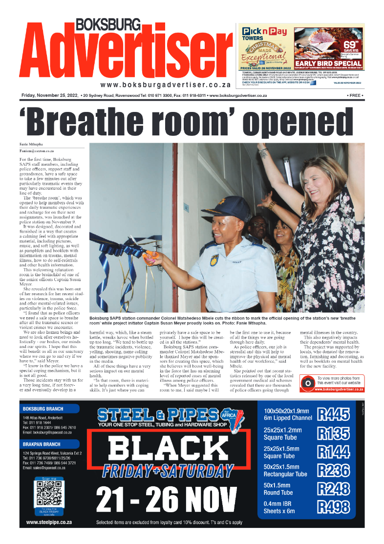 Boksburg Advertiser 25 Nov 2022 page 1