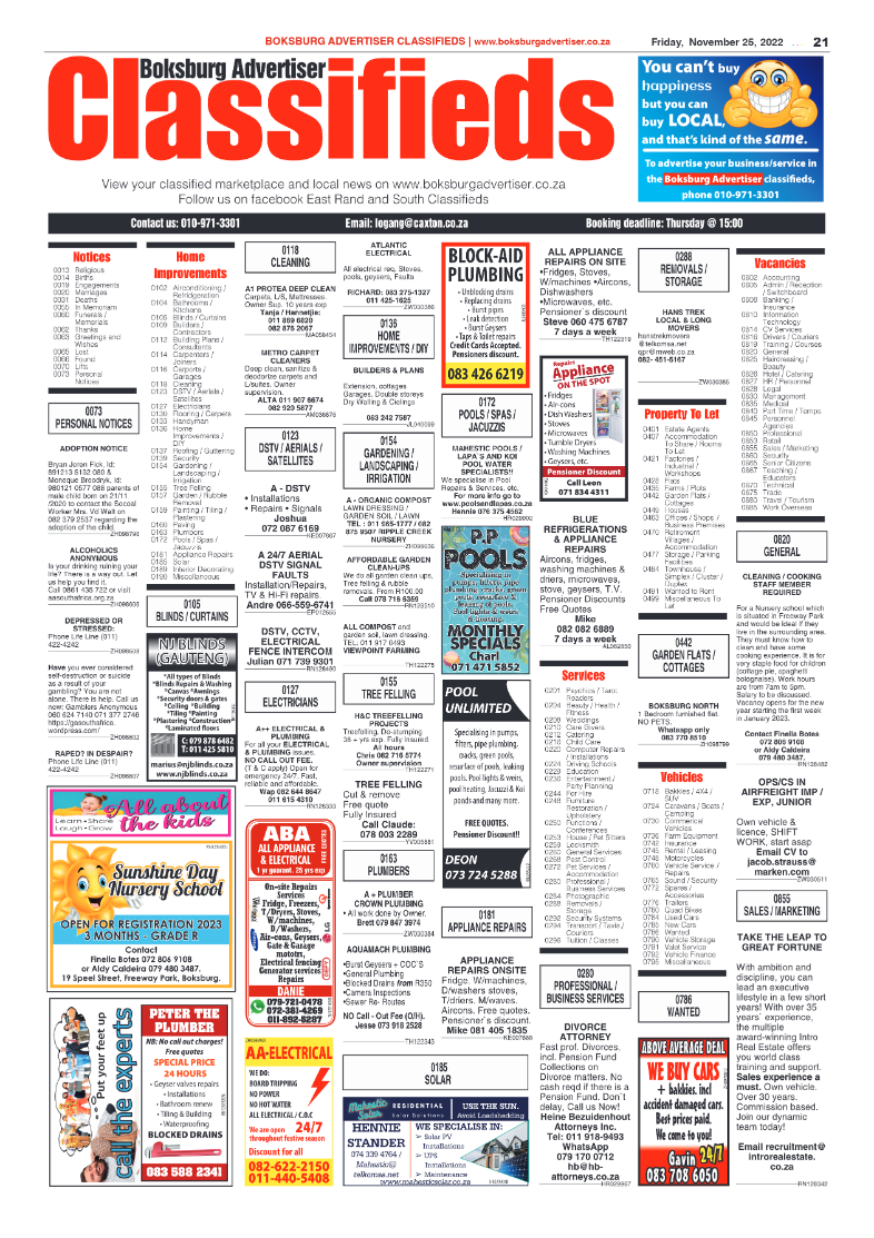 Boksburg Advertiser 25 Nov 2022 page 21