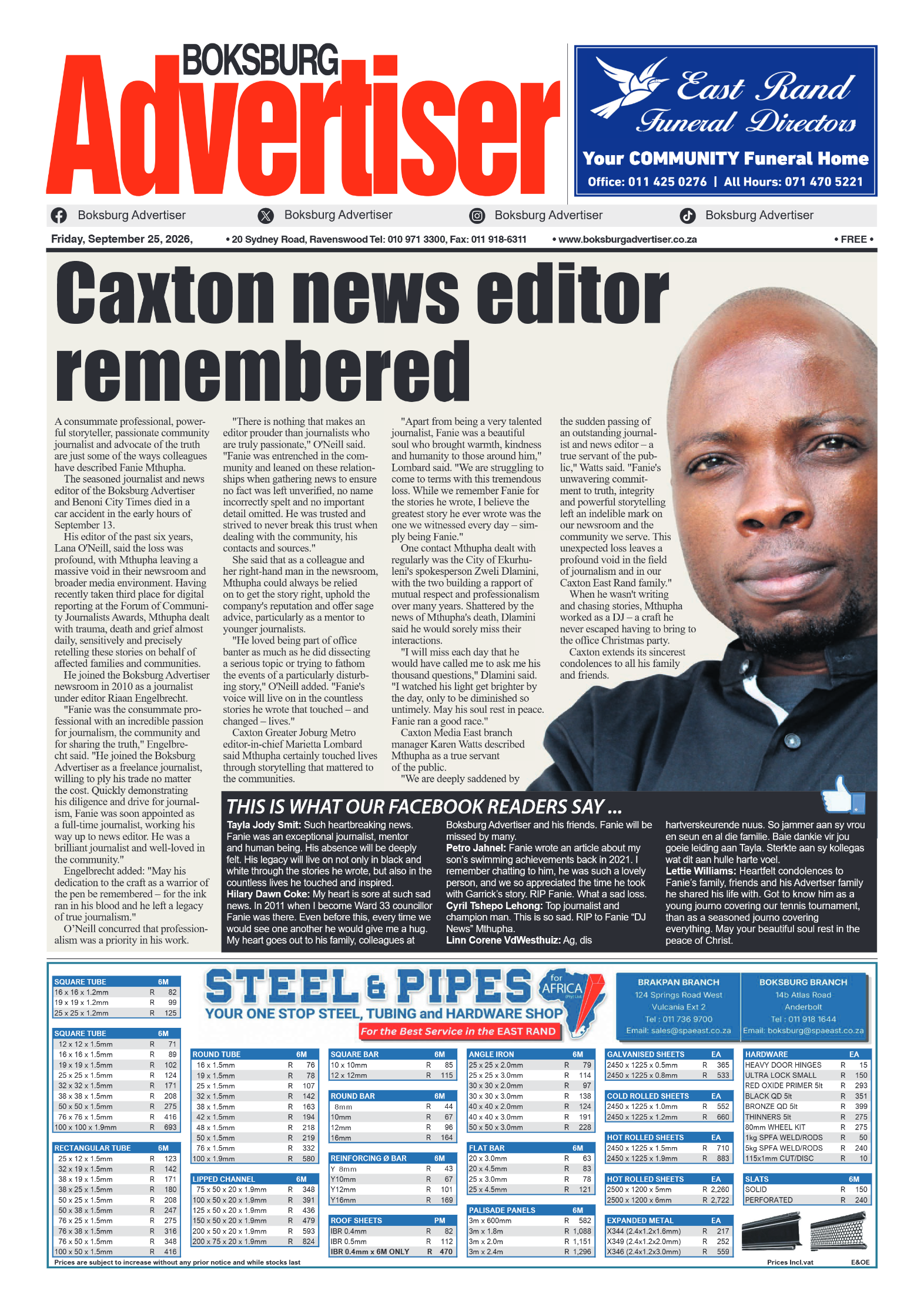 Boksburg Advertiser 25 September 2026 page 1