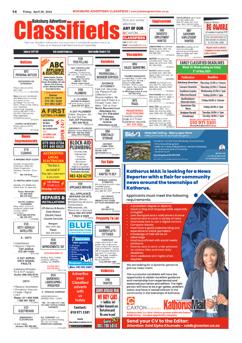 Boksburg Advertiser 26 April 2024 page 14
