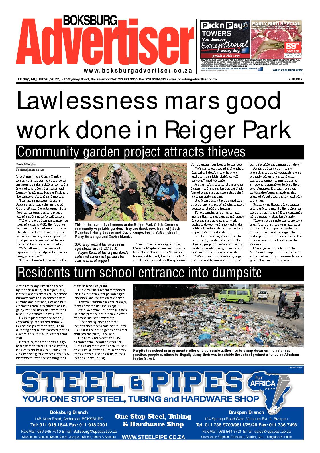 Boksburg Advertiser 26 August 2022 page 1
