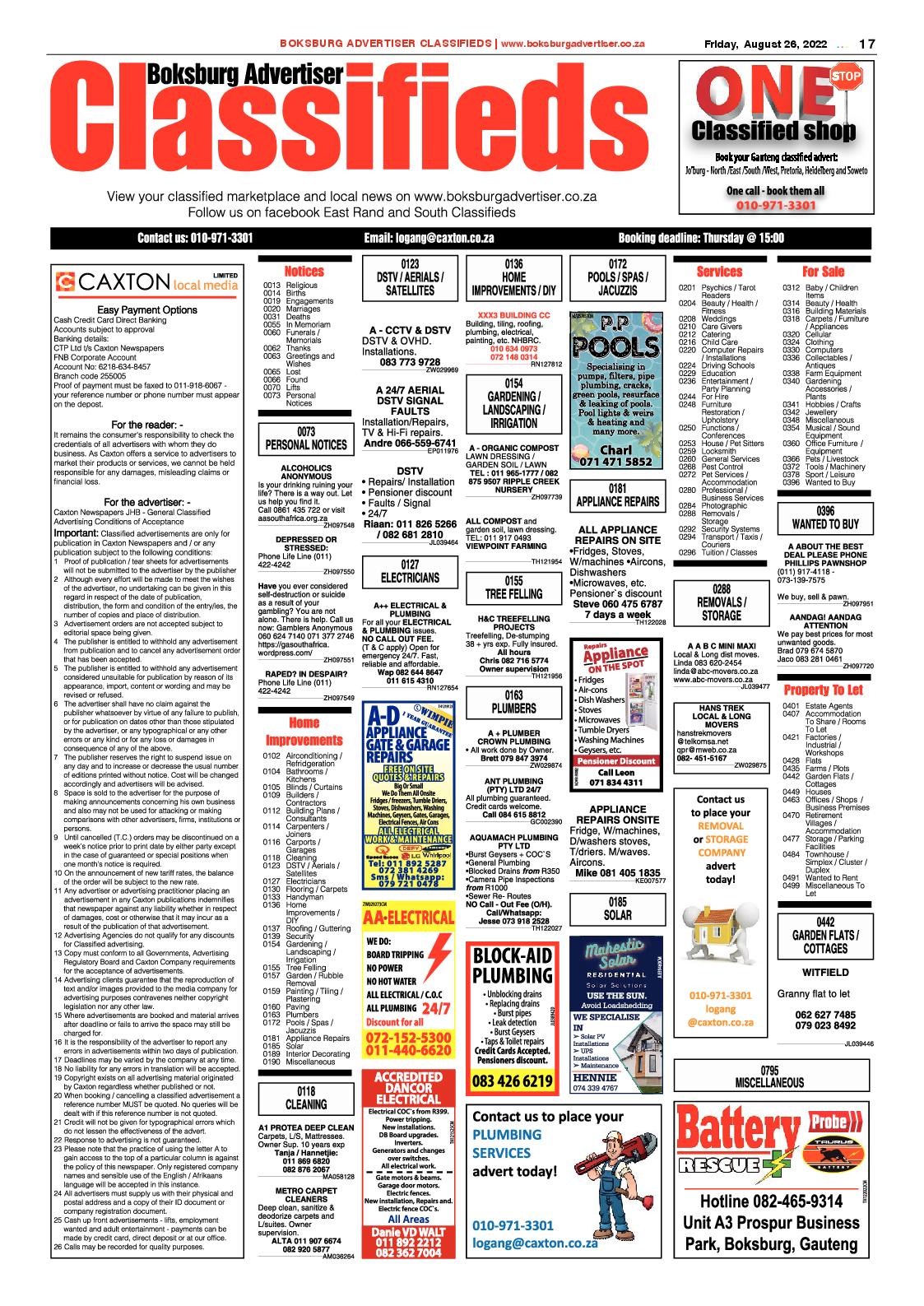 Boksburg Advertiser 26 August 2022 page 17