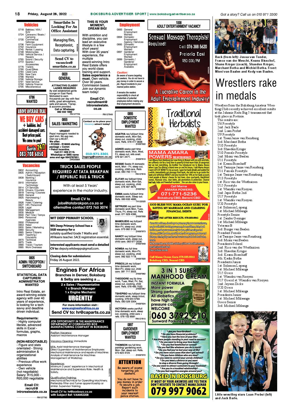 Boksburg Advertiser 26 August 2022 page 18