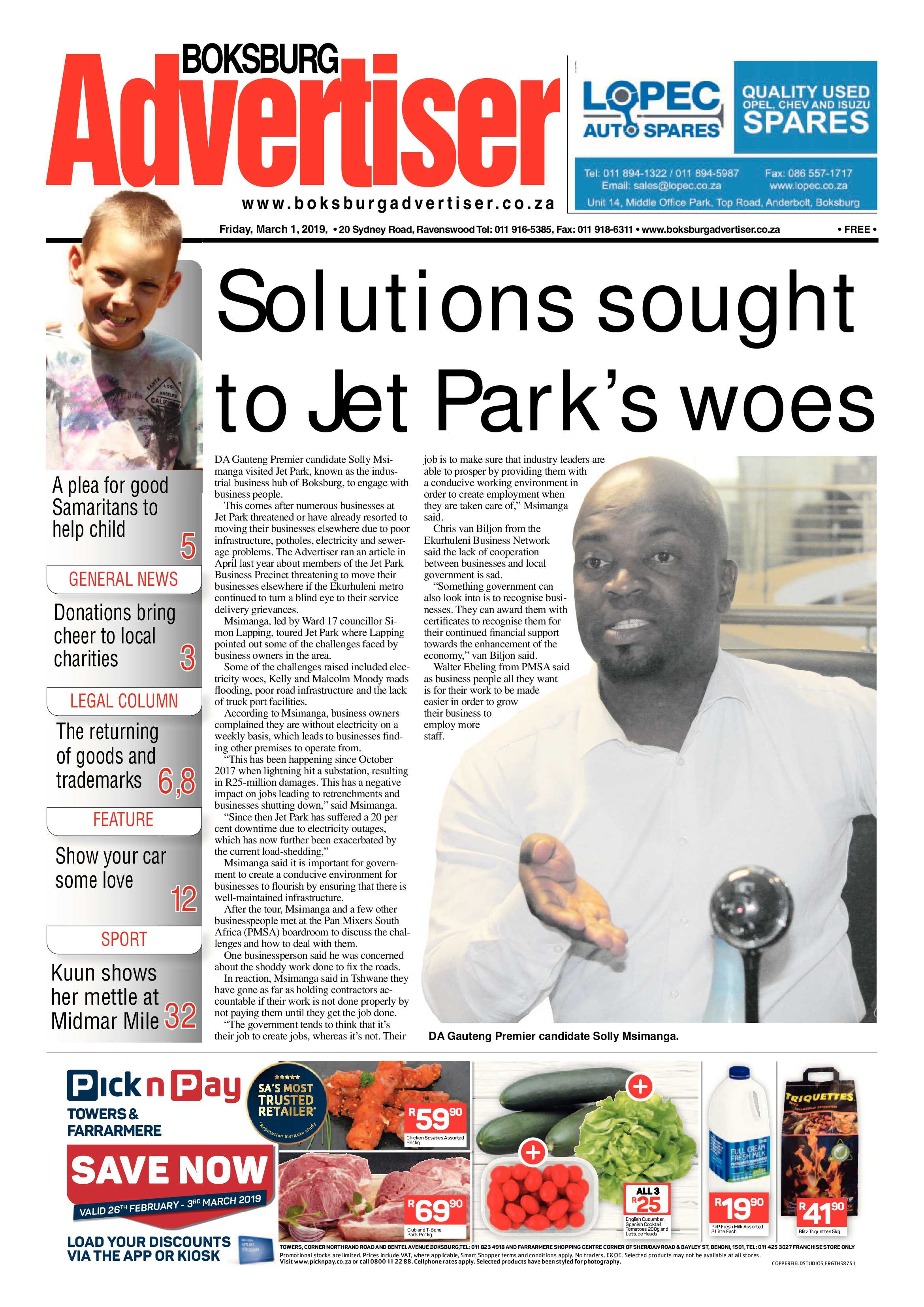 Boksburg Advertiser 26 February 2019 page 1
