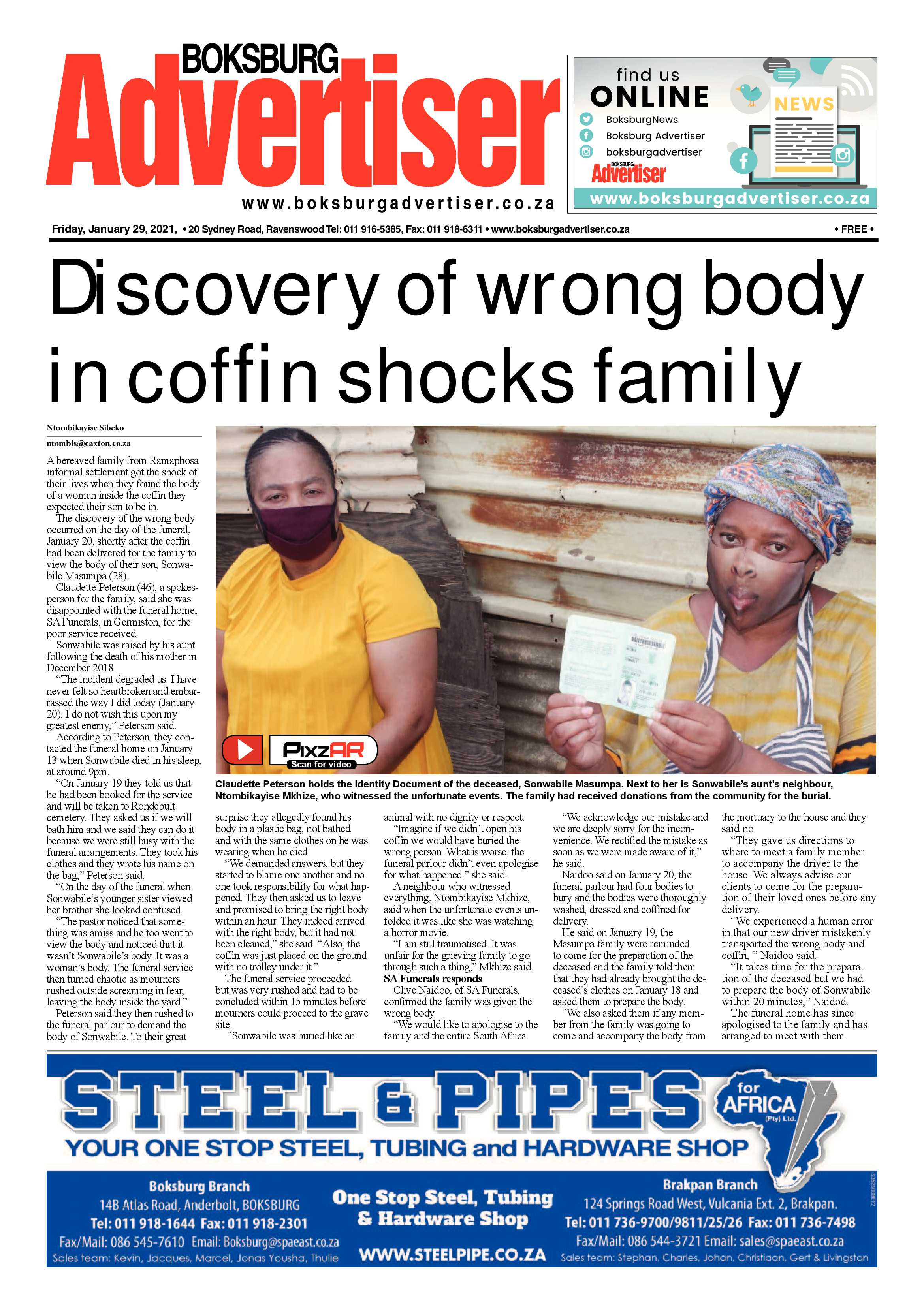 Boksburg Advertiser 26 January 2021 page 1