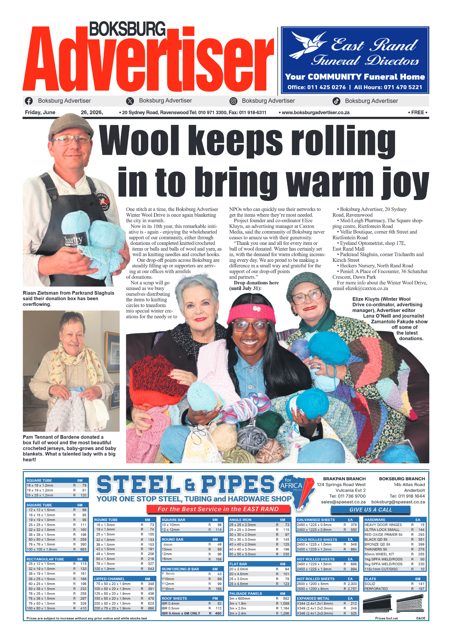 Boksburg Advertiser 26 June 2026 page 1
