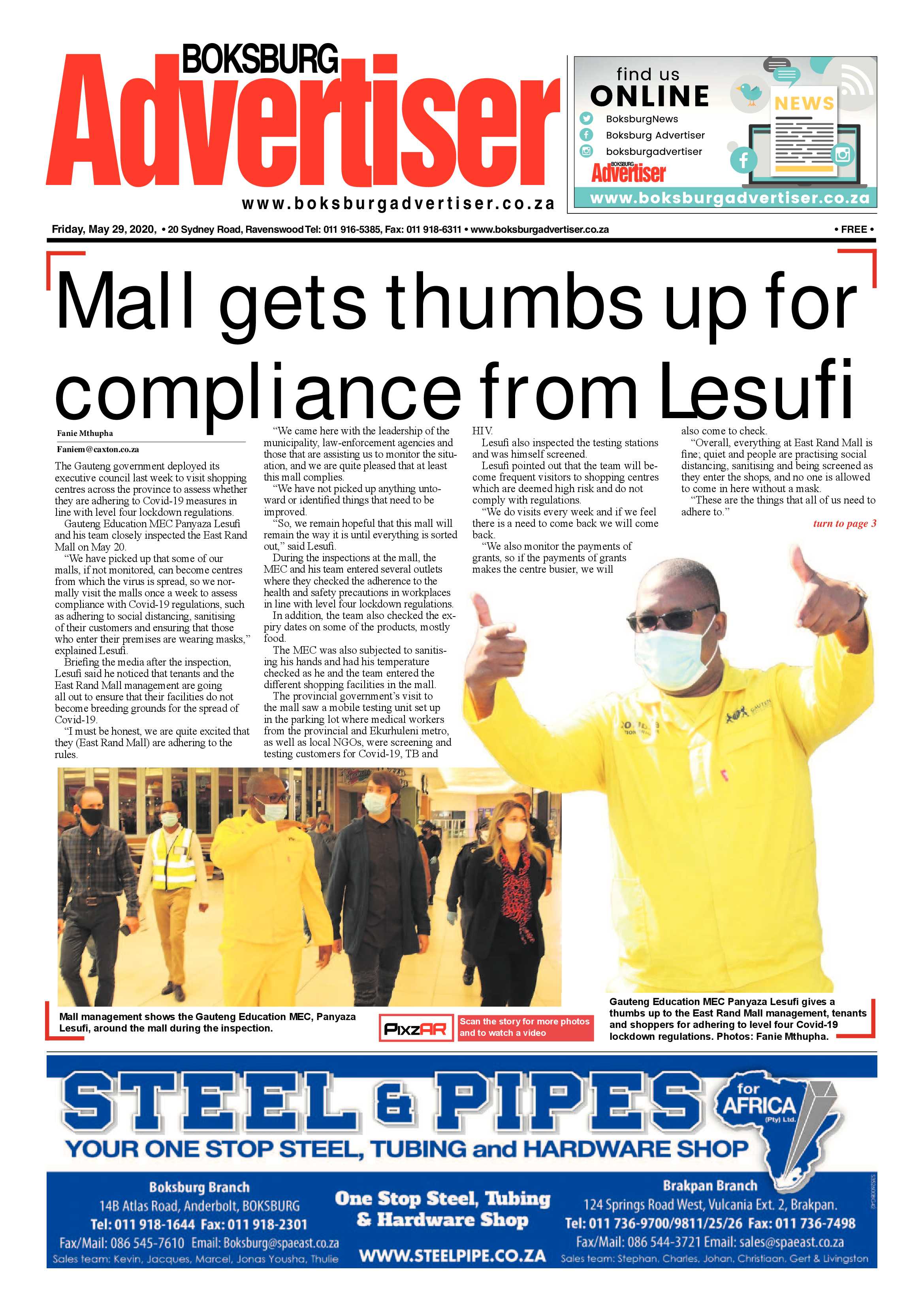 Boksburg Advertiser 26 May 2020 page 1