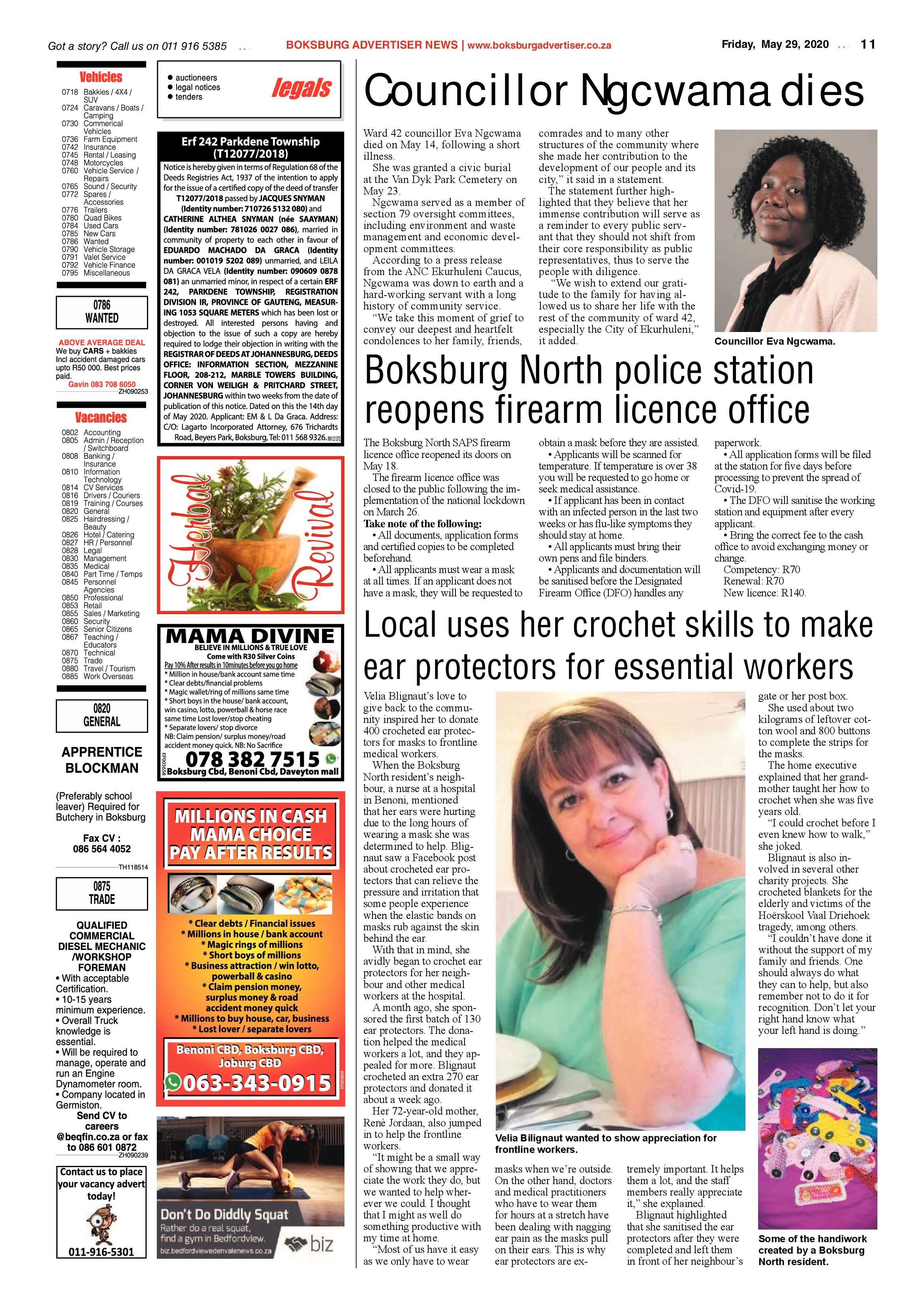 Boksburg Advertiser 26 May 2020 page 11