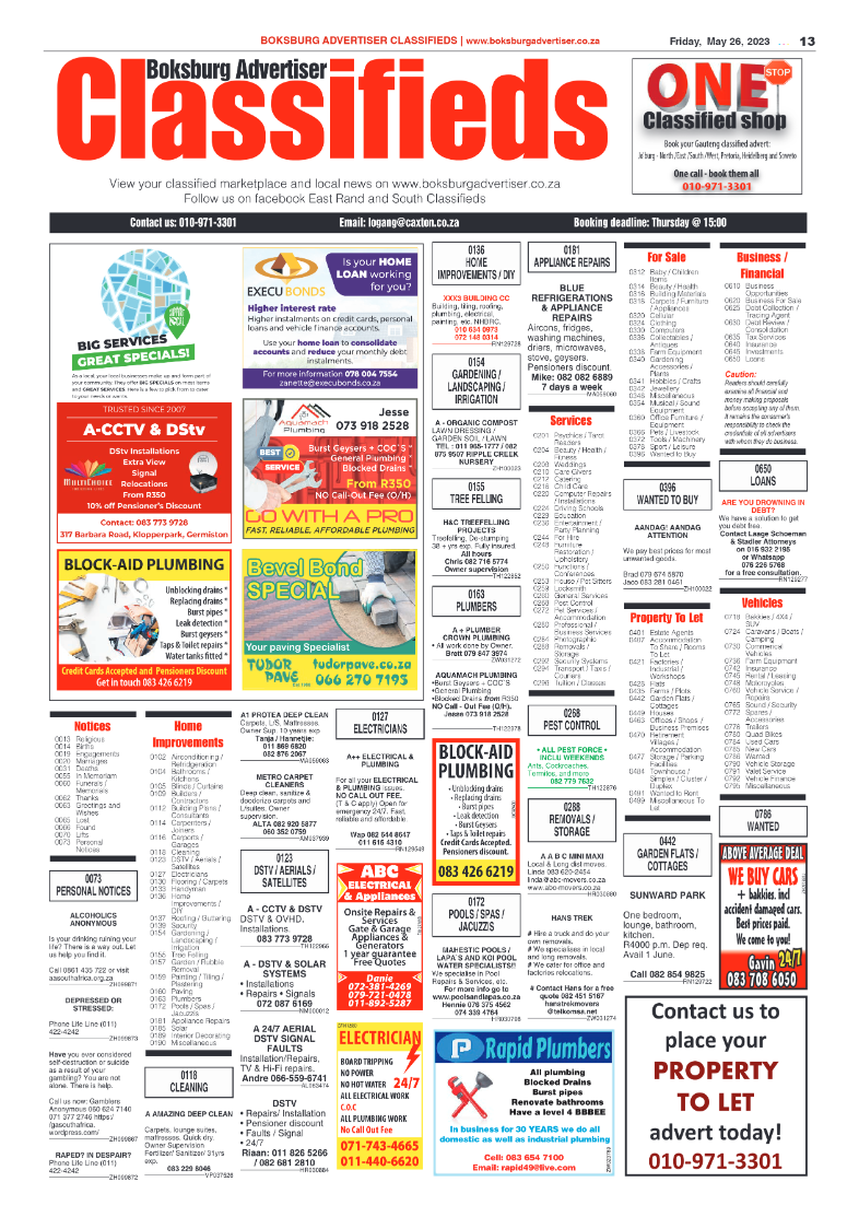 Boksburg Advertiser 26 May 2023 page 13