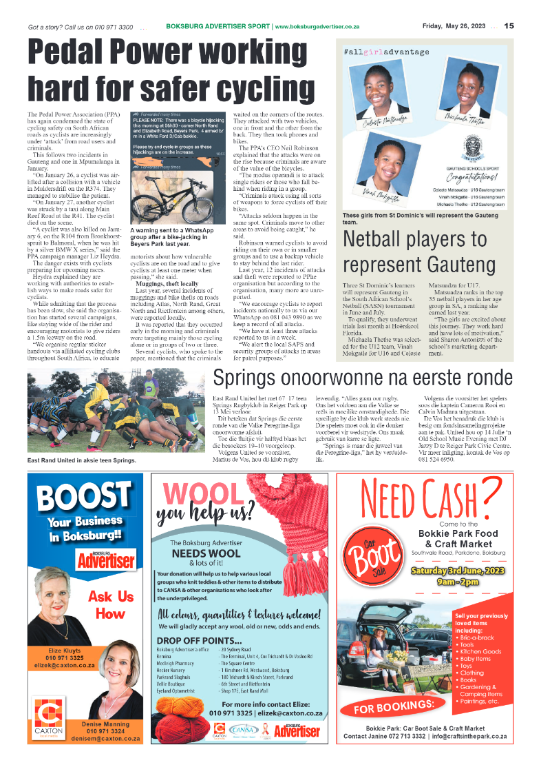 Boksburg Advertiser 26 May 2023 page 15