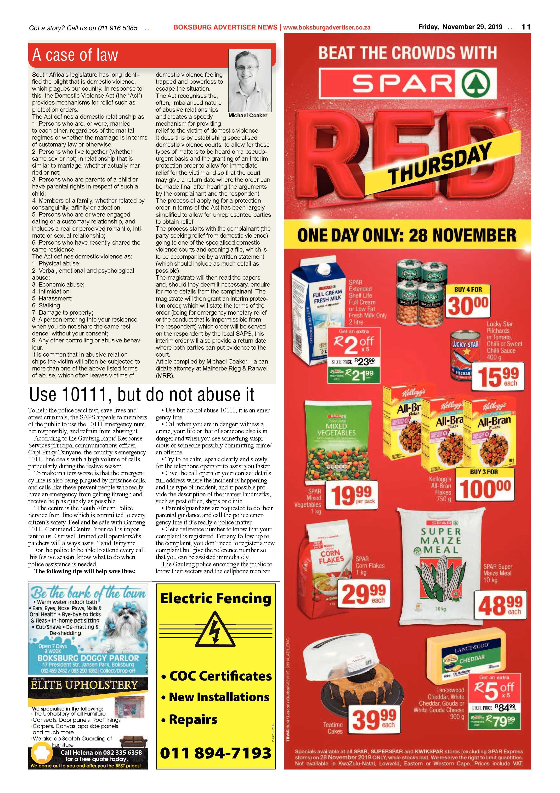 Boksburg Advertiser 26 November 2019 page 11