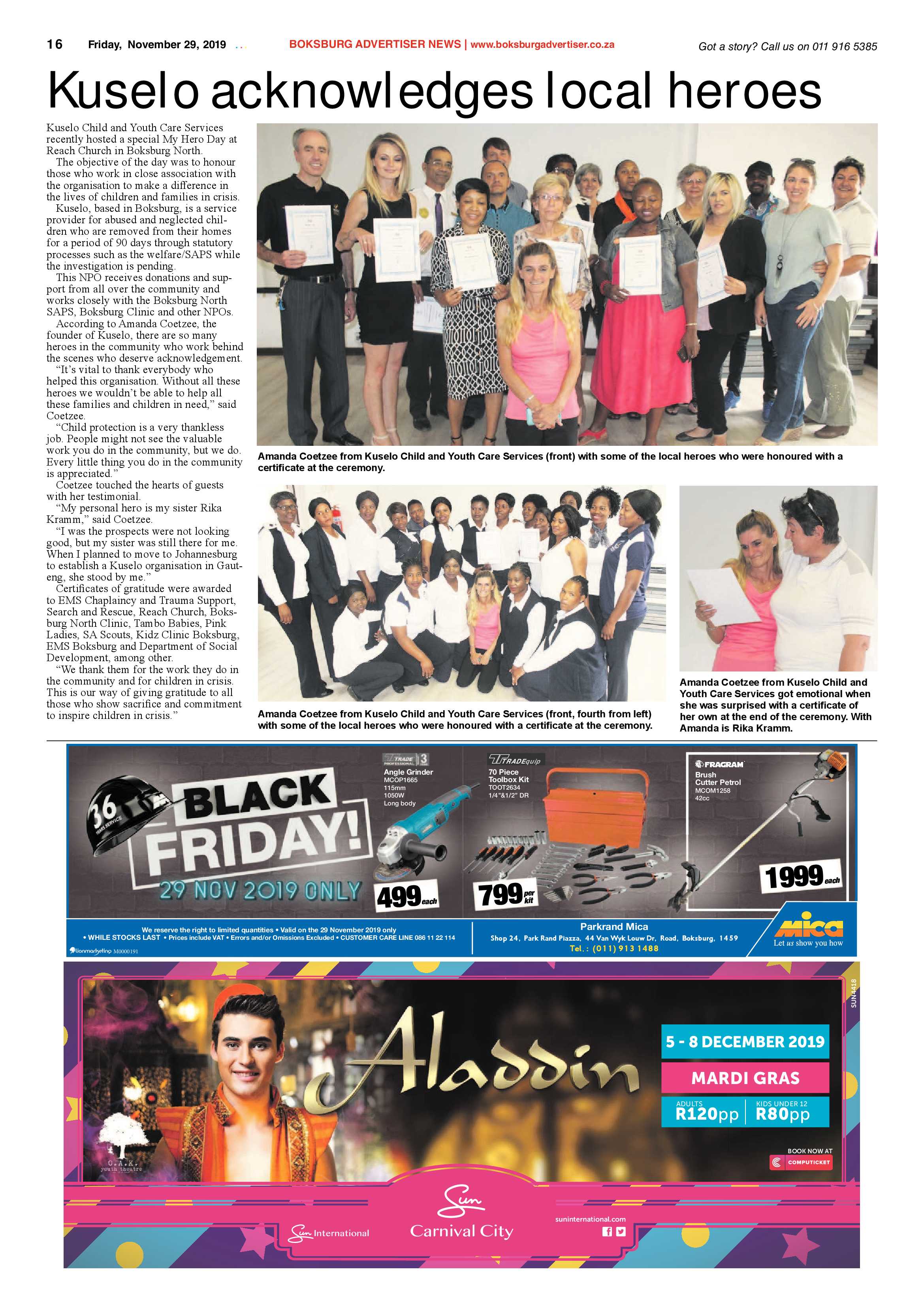 Boksburg Advertiser 26 November 2019 page 16