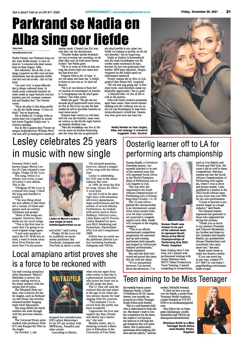 Boksburg Advertiser 26 November 2021 page 21