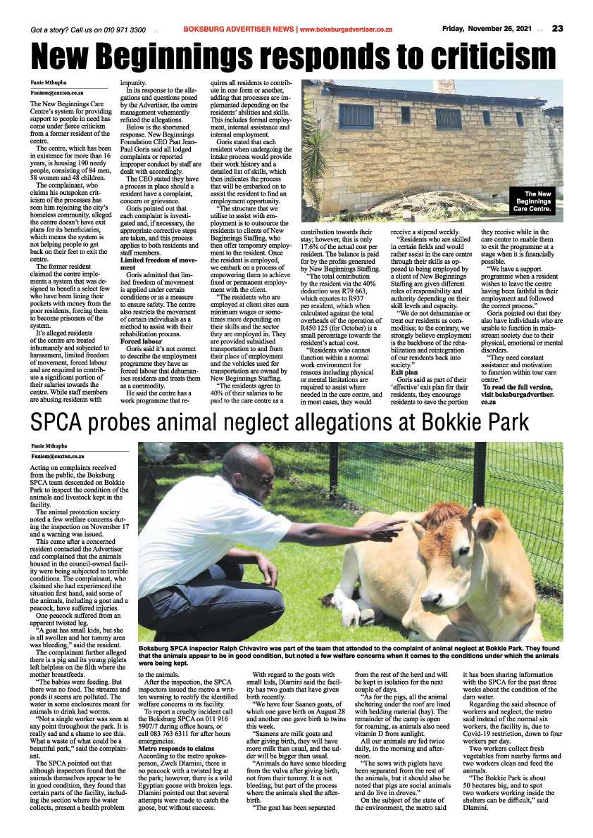 Boksburg Advertiser 26 November 2021 page 23