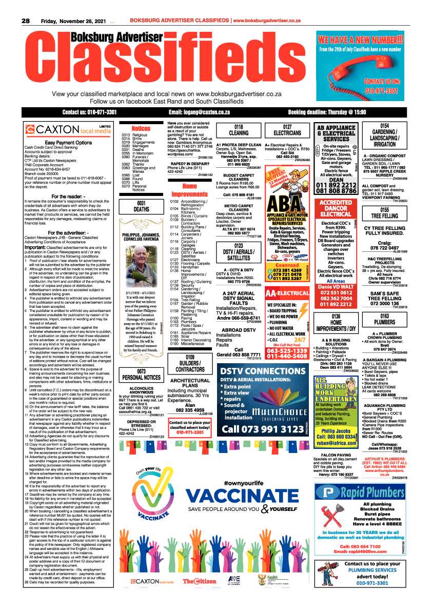 Boksburg Advertiser 26 November 2021 page 28