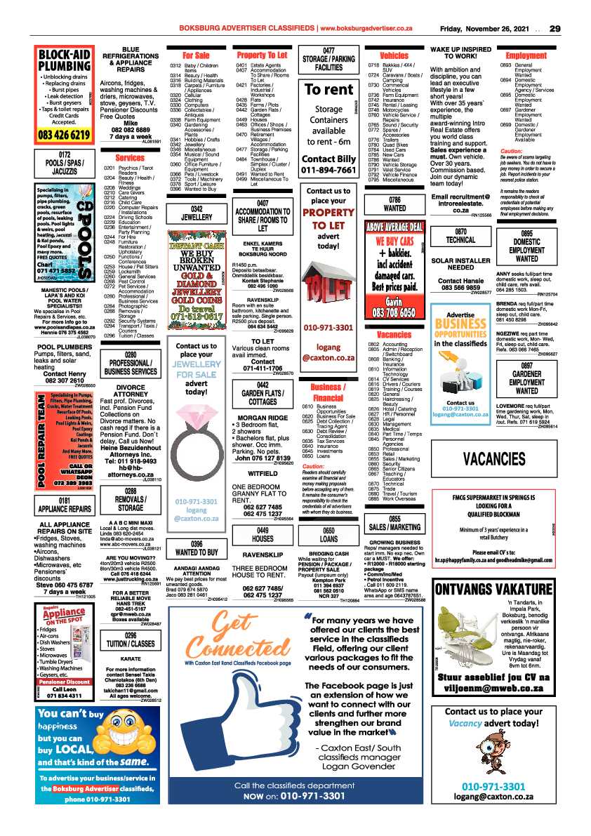 Boksburg Advertiser 26 November 2021 page 29
