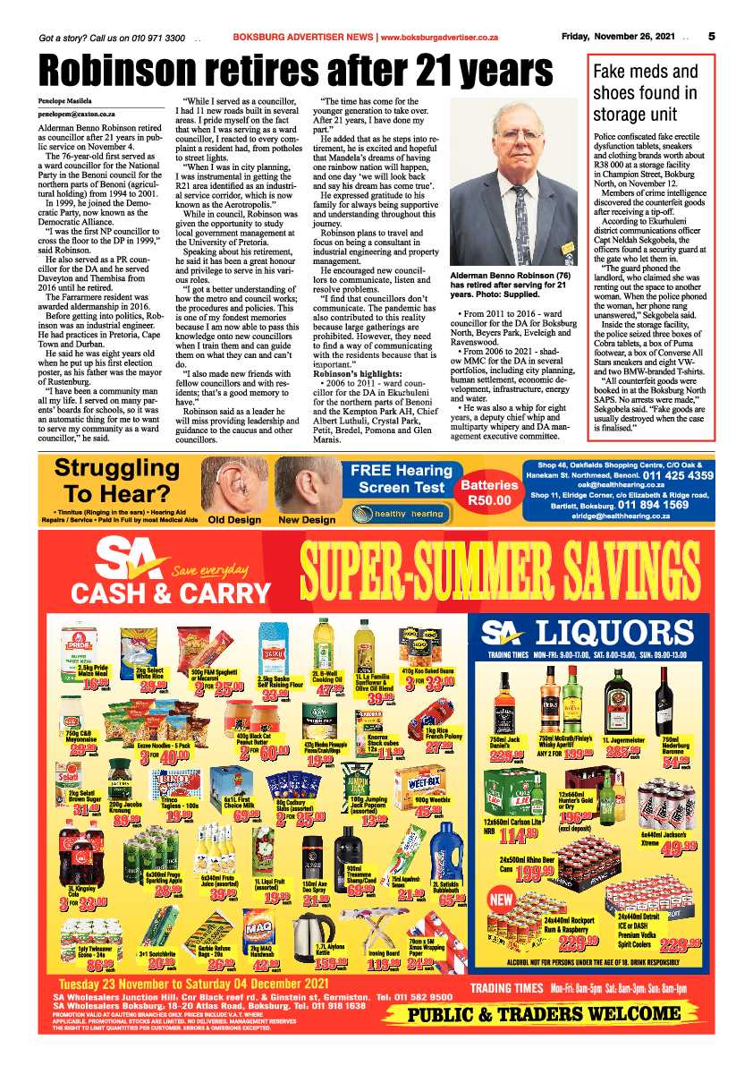 Boksburg Advertiser 26 November 2021 page 5