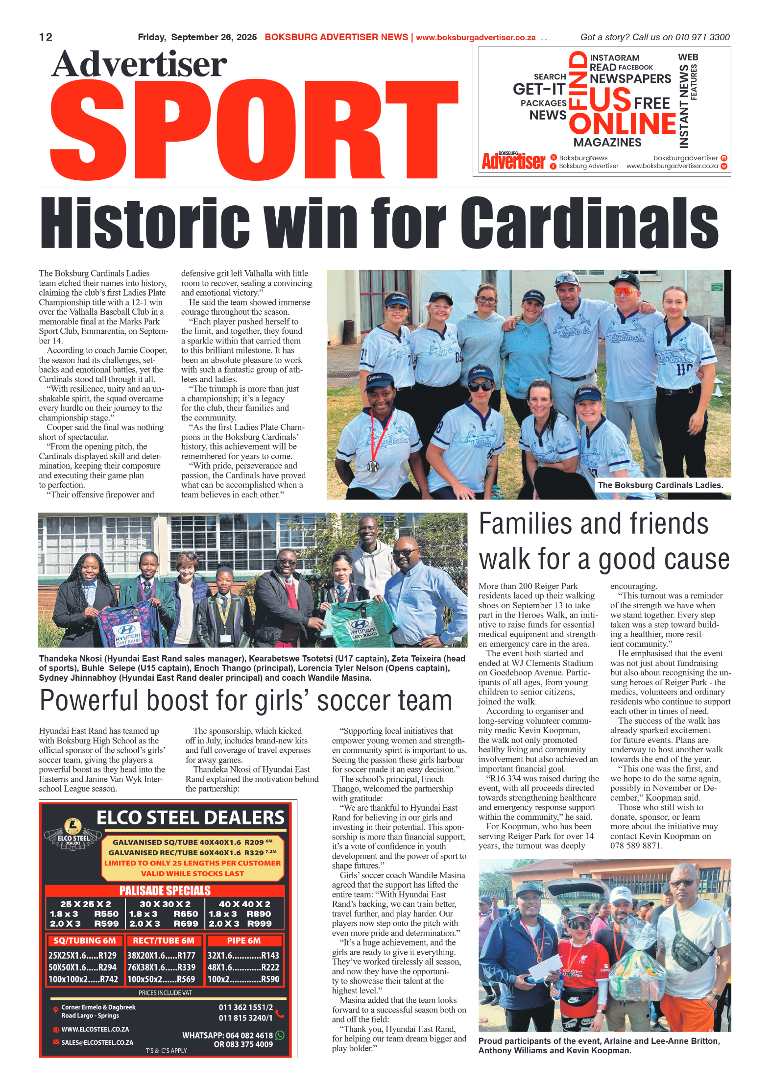 Boksburg Advertiser 26 September 2025 page 12