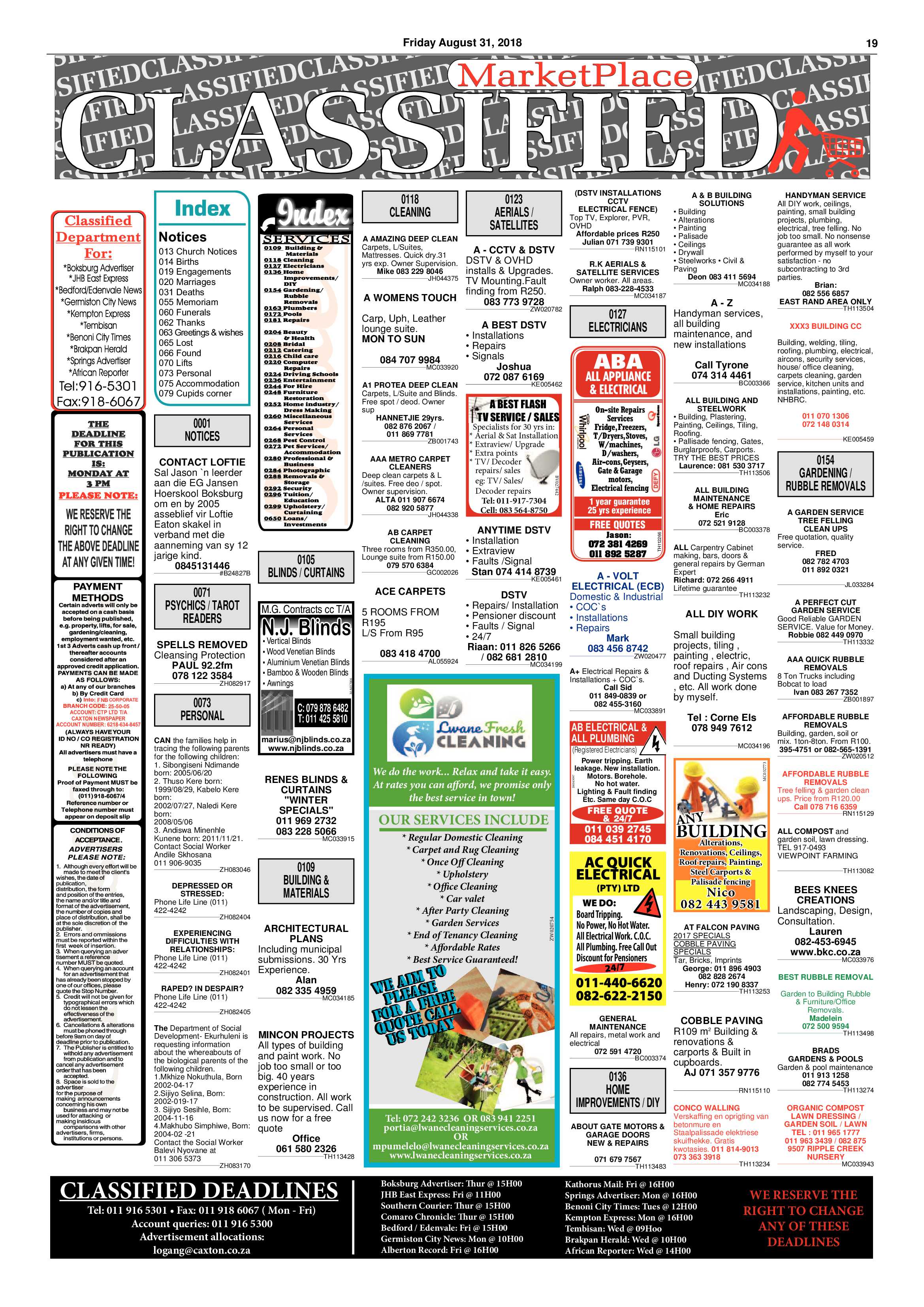 Boksburg Advertiser 28 August 2018 page 19
