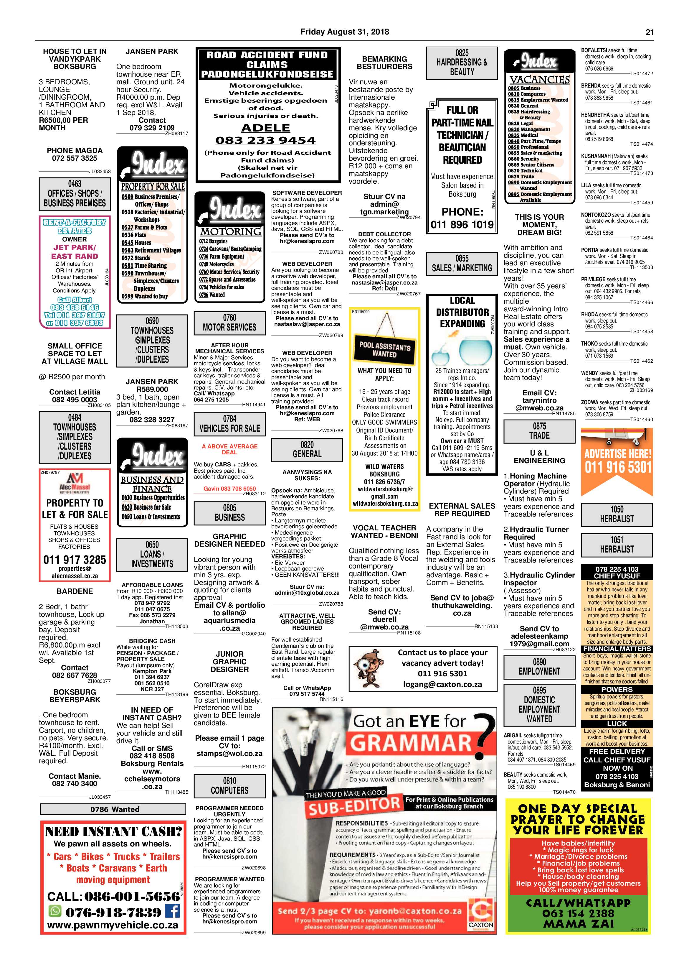 Boksburg Advertiser 28 August 2018 page 21