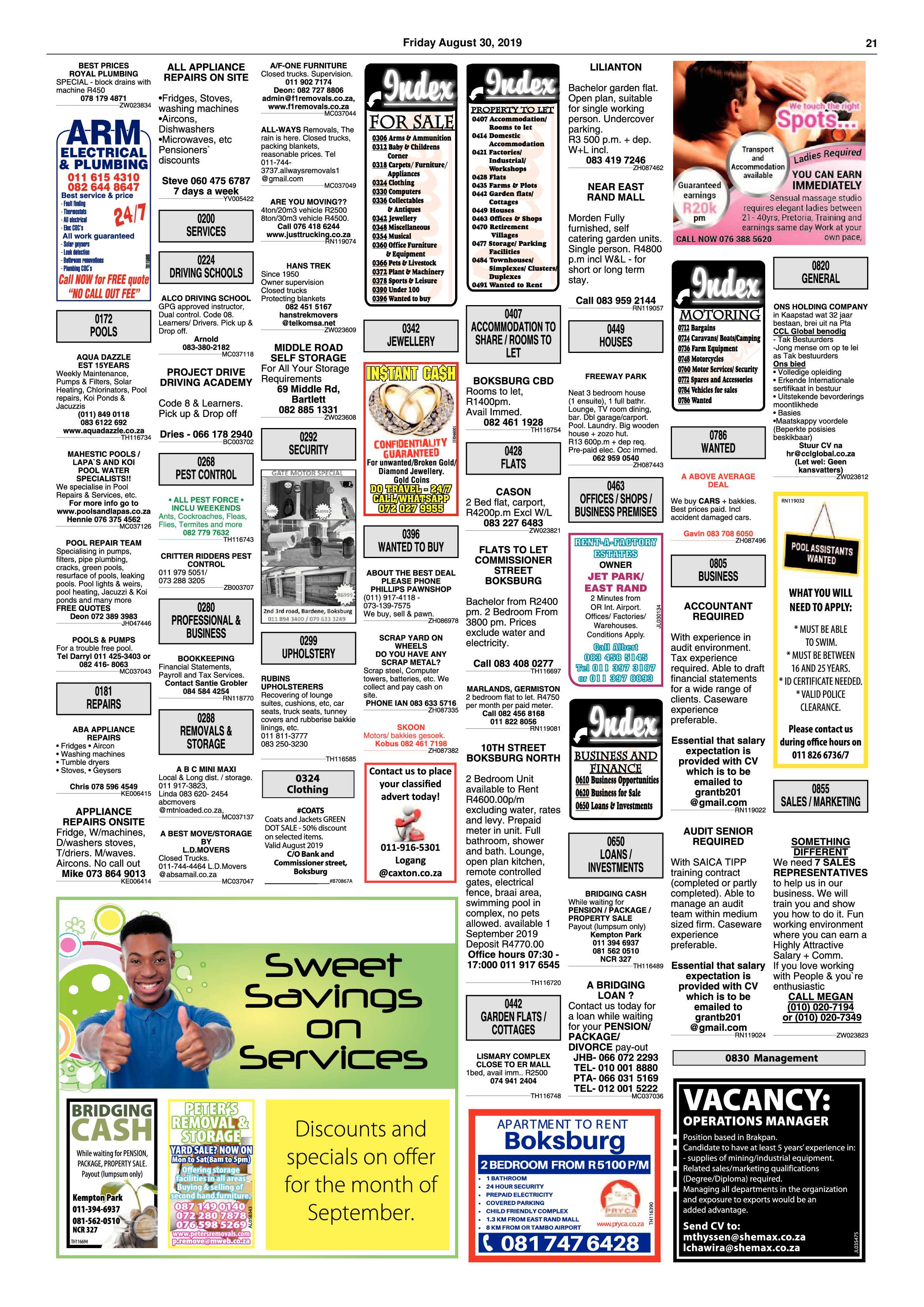 Boksburg Advertiser 27 August 2019 page 21