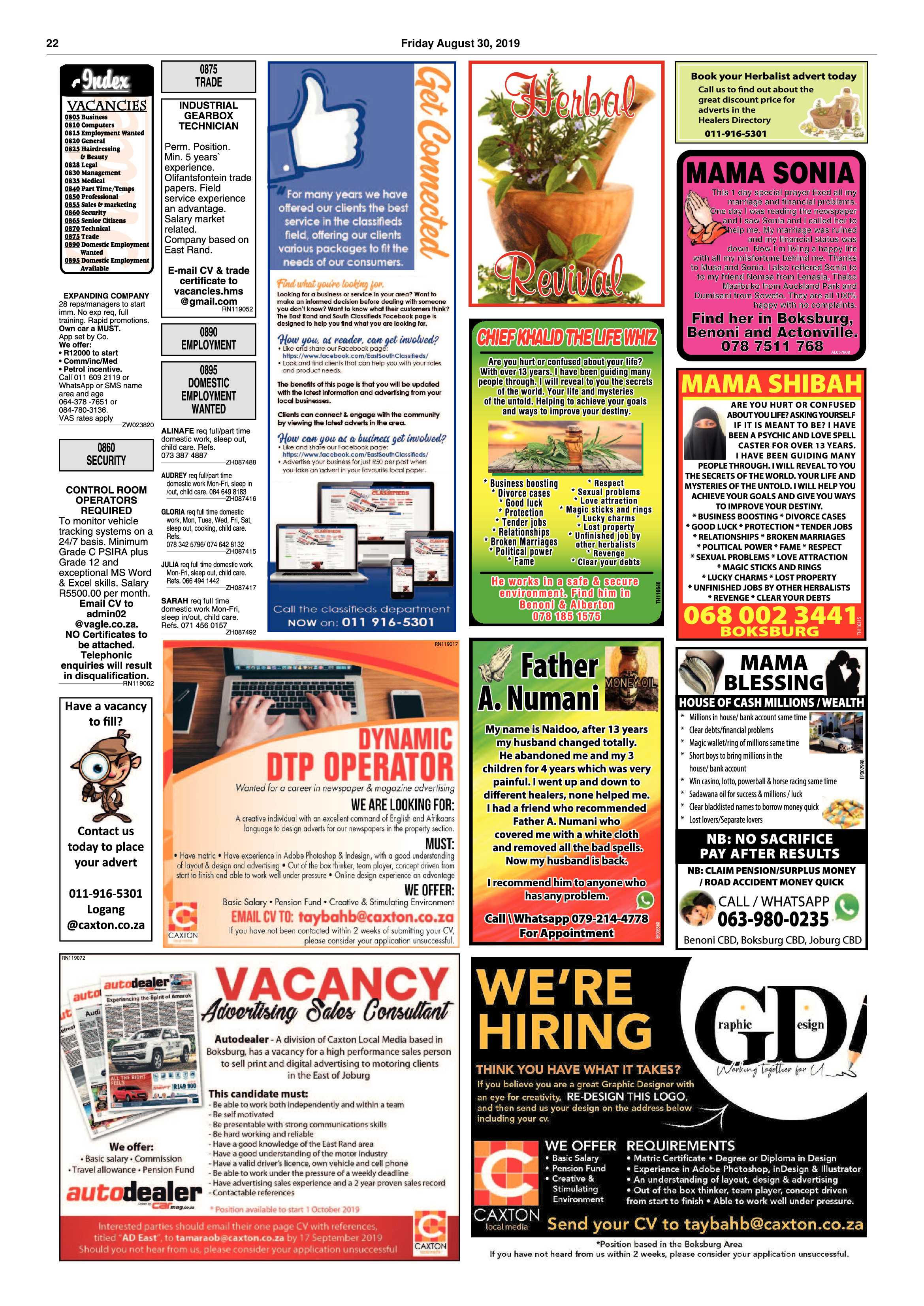Boksburg Advertiser 27 August 2019 page 22