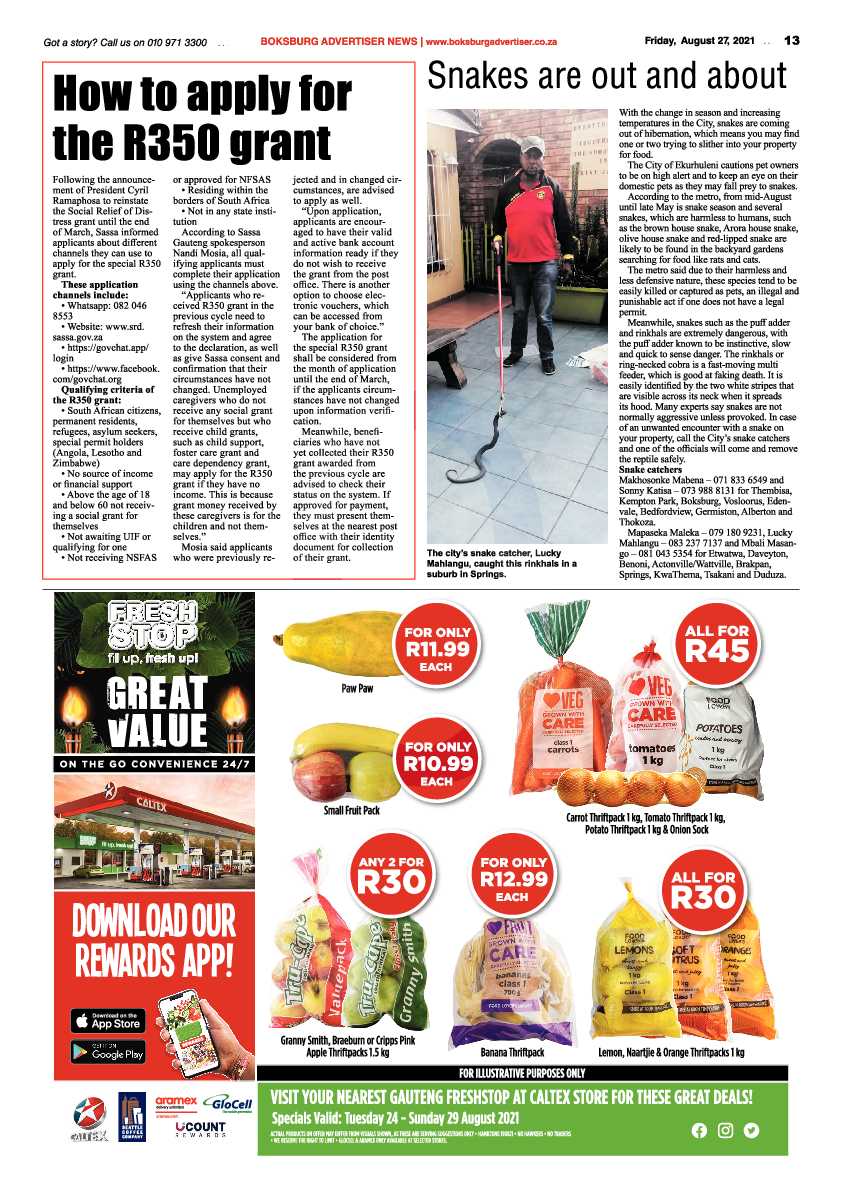 Boksburg Advertiser 27 August 2021 page 13