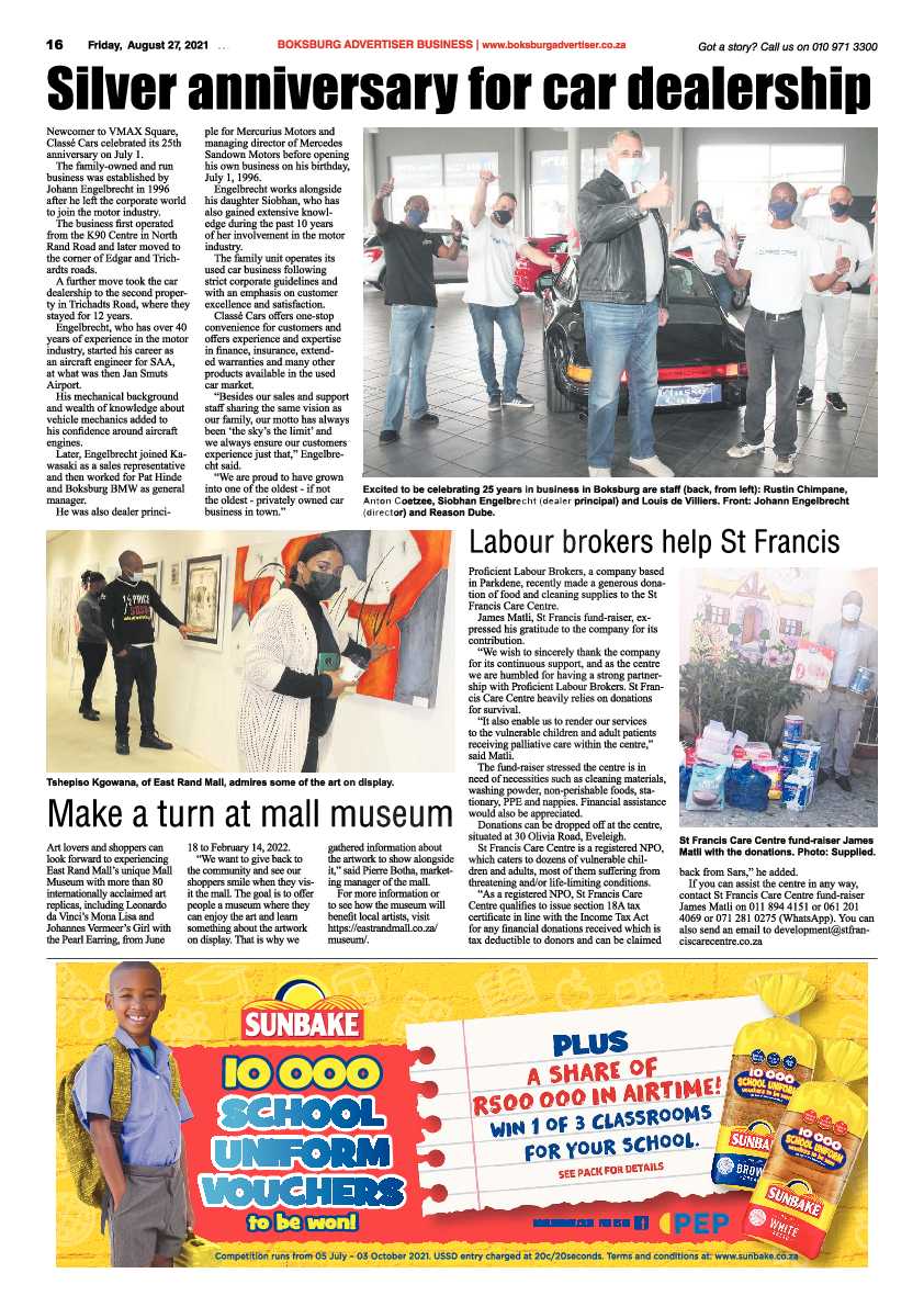 Boksburg Advertiser 27 August 2021 page 16