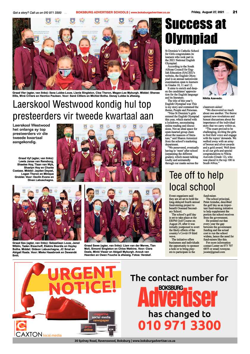 Boksburg Advertiser 27 August 2021 page 21