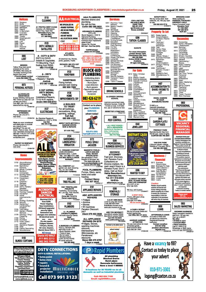 Boksburg Advertiser 27 August 2021 page 25