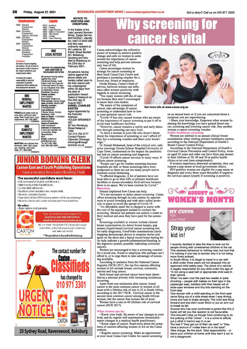 Boksburg Advertiser 27 August 2021 page 26