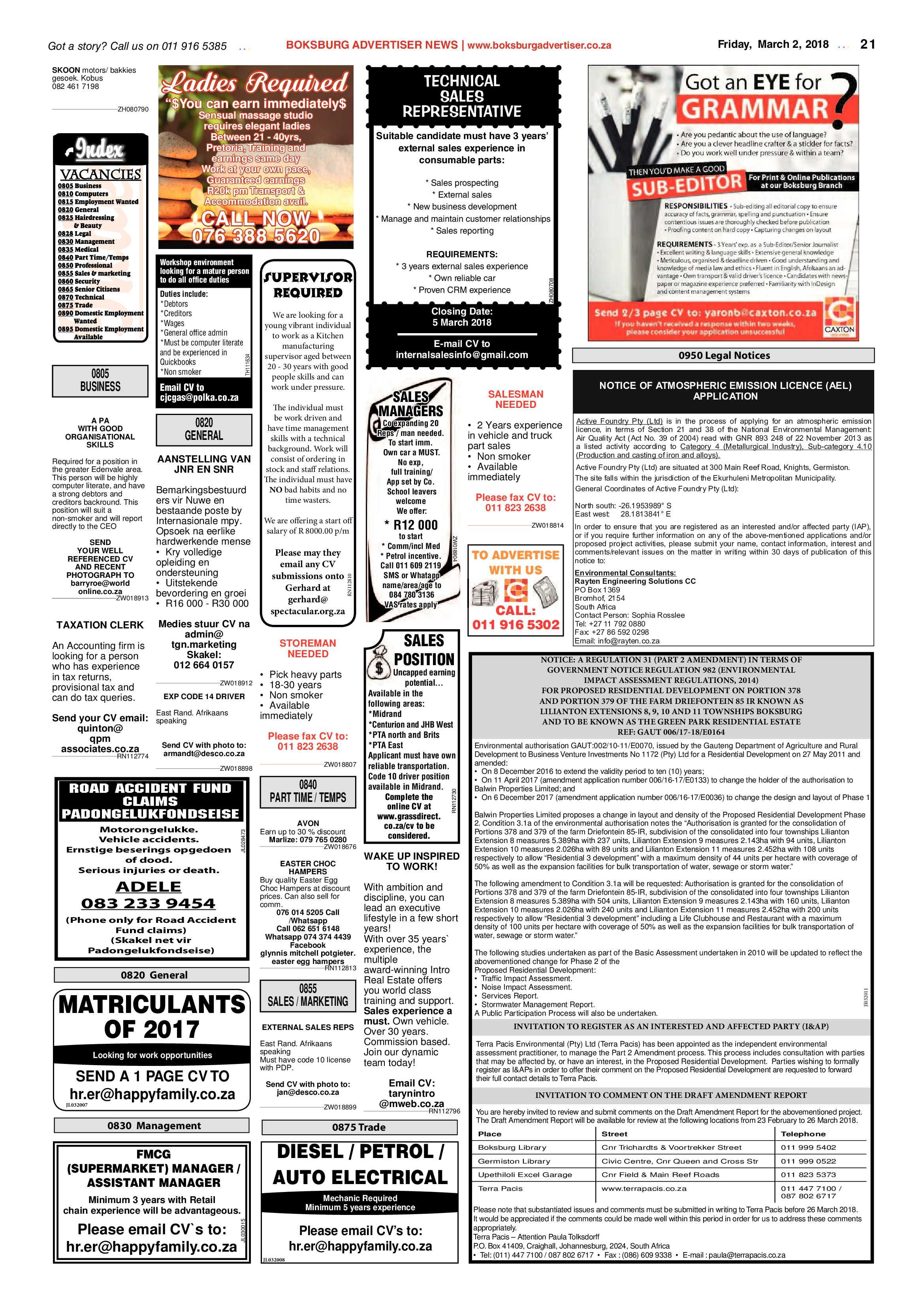Boksburg Advertiser 27 February 2018 page 21